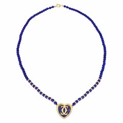 Cartier Must Heart 2C Lapis Lazuli Pendant Necklace in 18K Yellow Gold