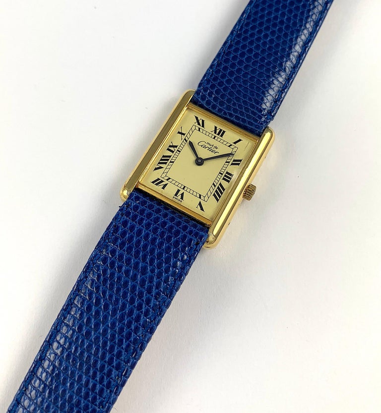 Cartier Must Tank Manual Wind GoldPlated Watch at 1stDibs cartier