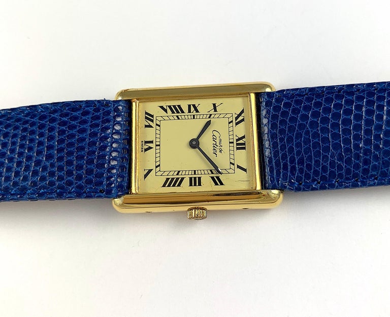 Cartier Must Tank Manual Wind GoldPlated Watch at 1stDibs cartier