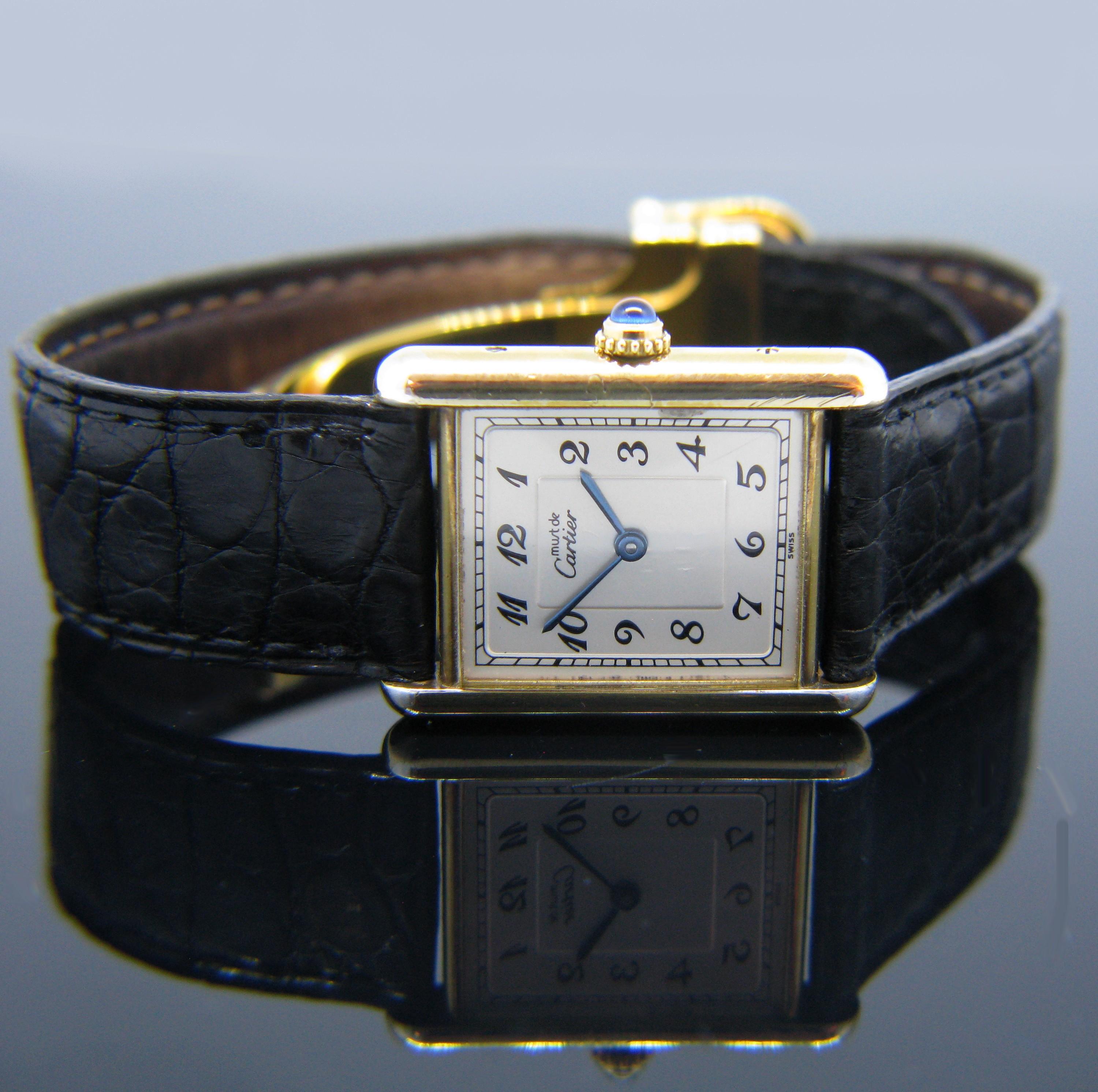 Rétro Cartier Must Tank Vermeil 590005 Montre-bracelet à quartz