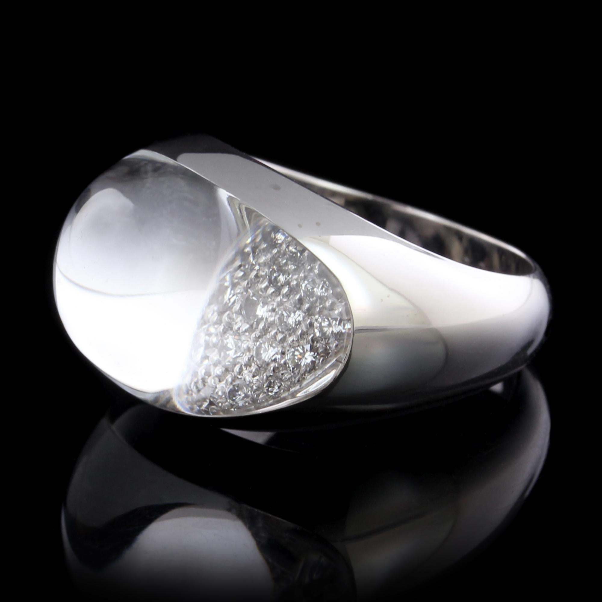 Cartier Myst De Cartier 18 Karat White Gold Rock Crystal Diamond Ring In Good Condition In Nashua, NH