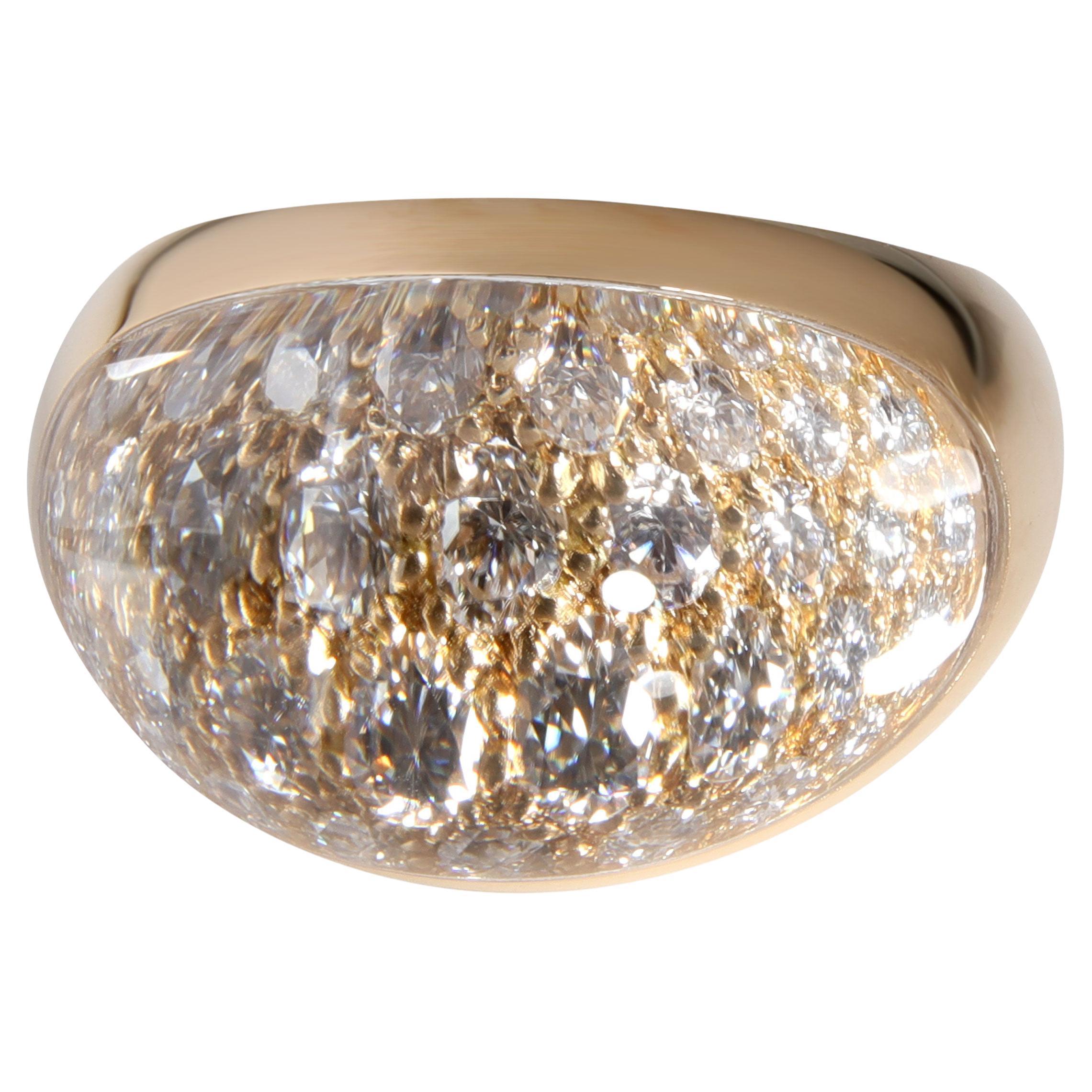 Cartier Myst Diamond & Crystal Dome Ring in 18K Yellow Gold 1.00 Ctw