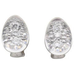 Cartier Myst Rock Crystal Diamond 18 Karat White Gold Dome Earring