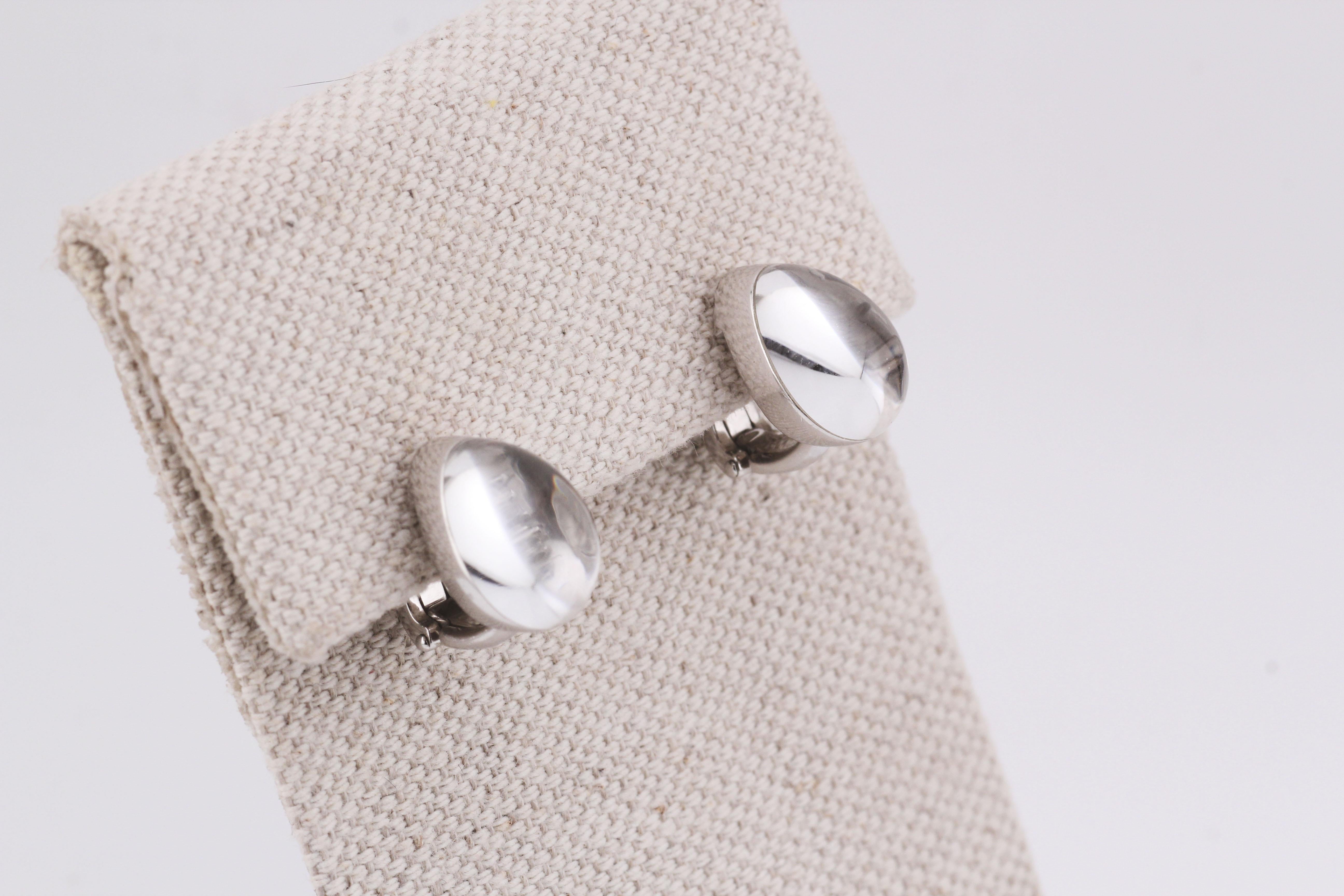 Introducing the Cartier Myst Rock Crystal Diamond 18 Karat White Gold Dome Earrings—a mesmerizing blend of modern elegance and exquisite craftsmanship that embodies the mystique and allure of Cartier's jewelry creations.

Meticulously crafted with