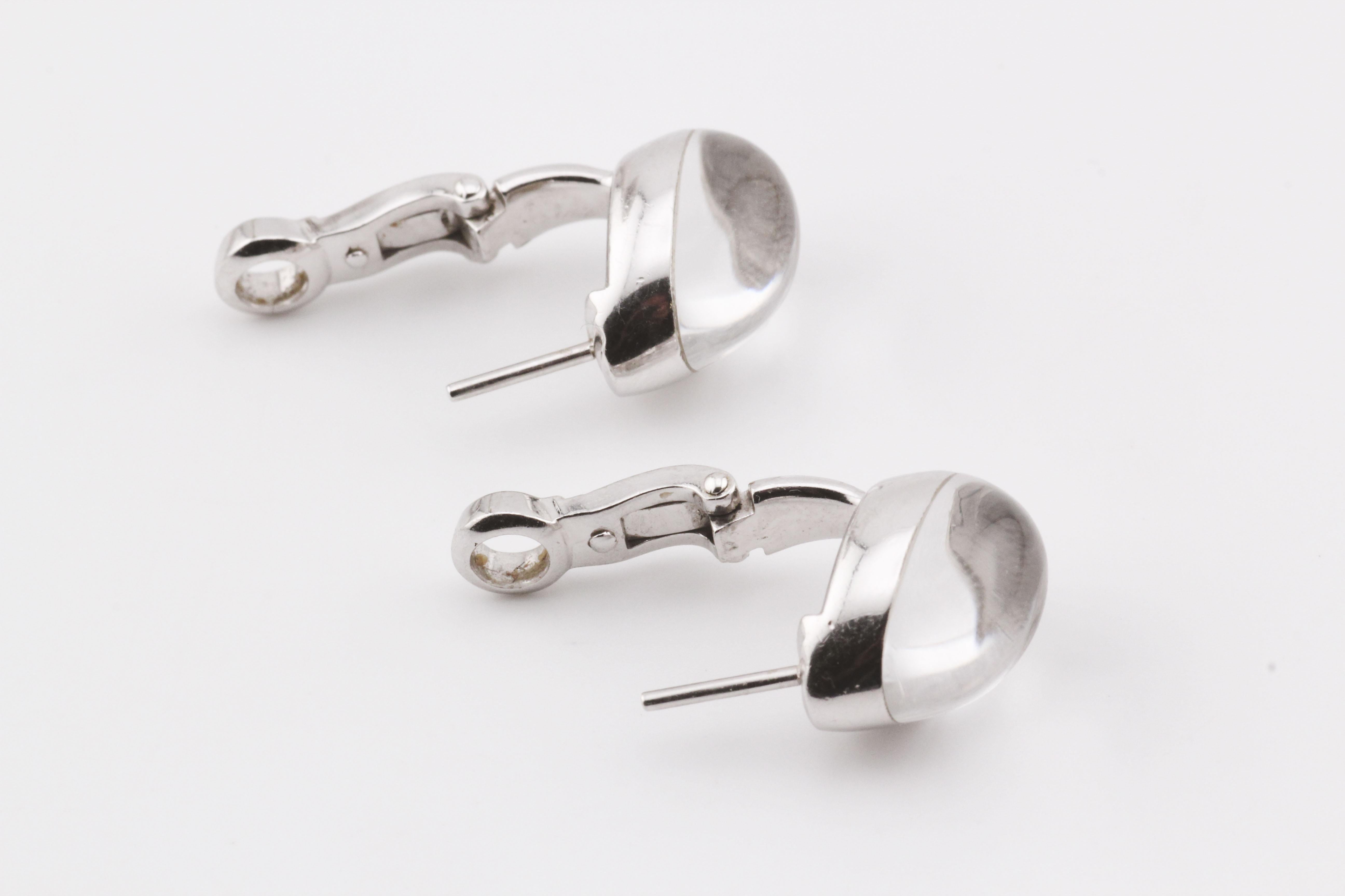 Cartier Myst Rock Crystal Diamond 18 Karat White Gold Dome Earrings In Good Condition For Sale In Simpsonville, SC