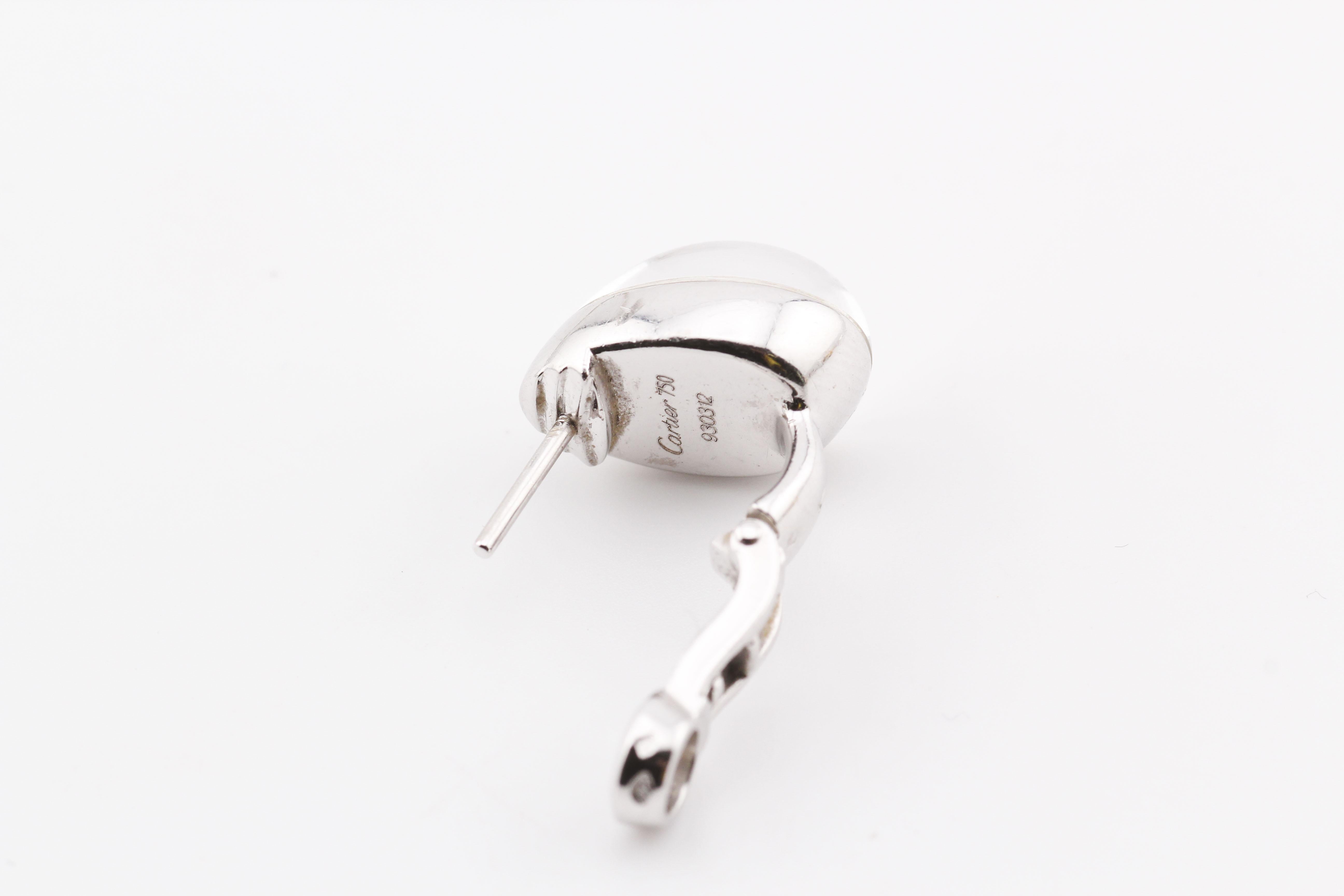 Women's Cartier Myst Rock Crystal Diamond 18 Karat White Gold Dome Earrings For Sale