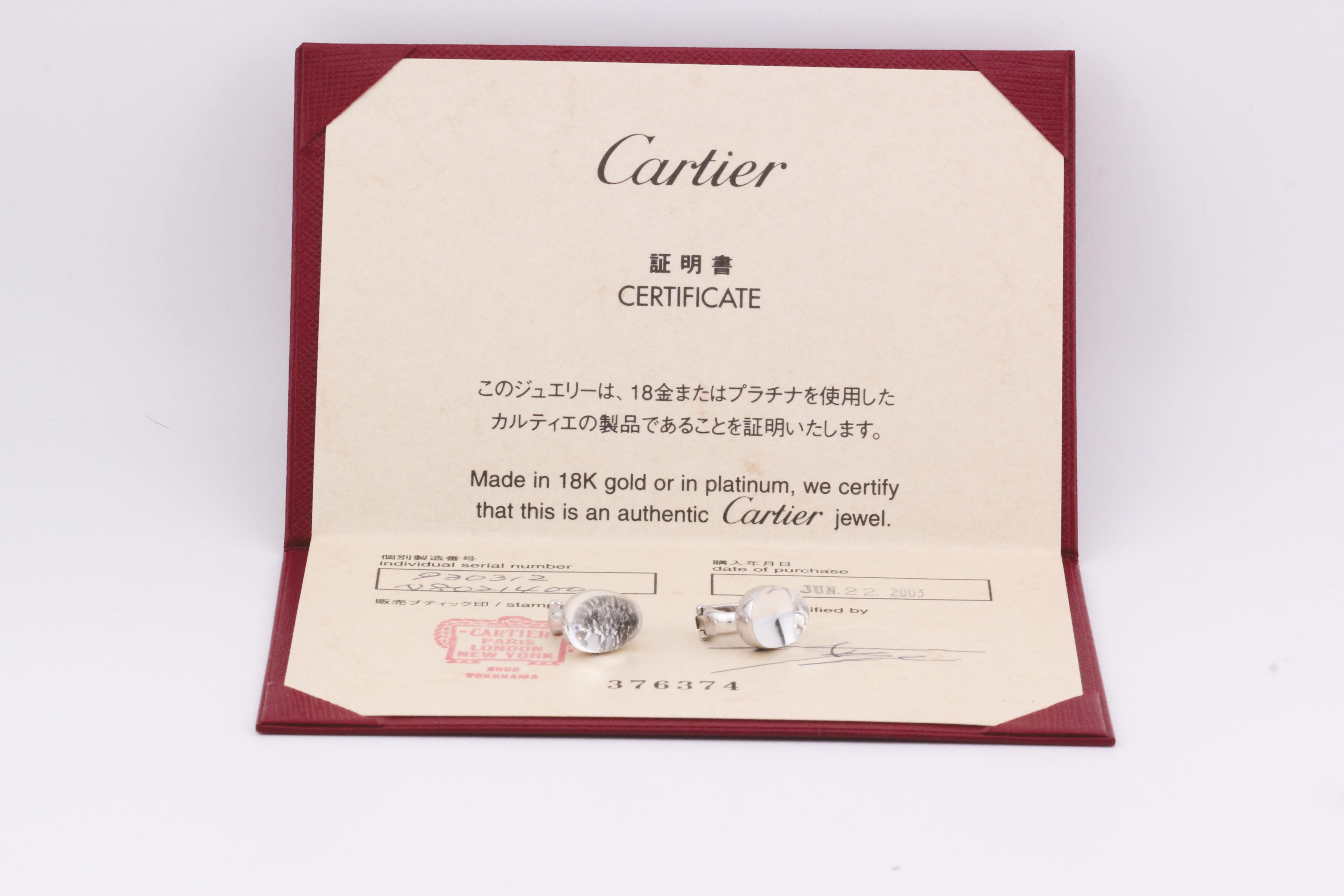 Cartier Myst Rock Crystal Diamond 18 Karat White Gold Dome Earrings For Sale 1