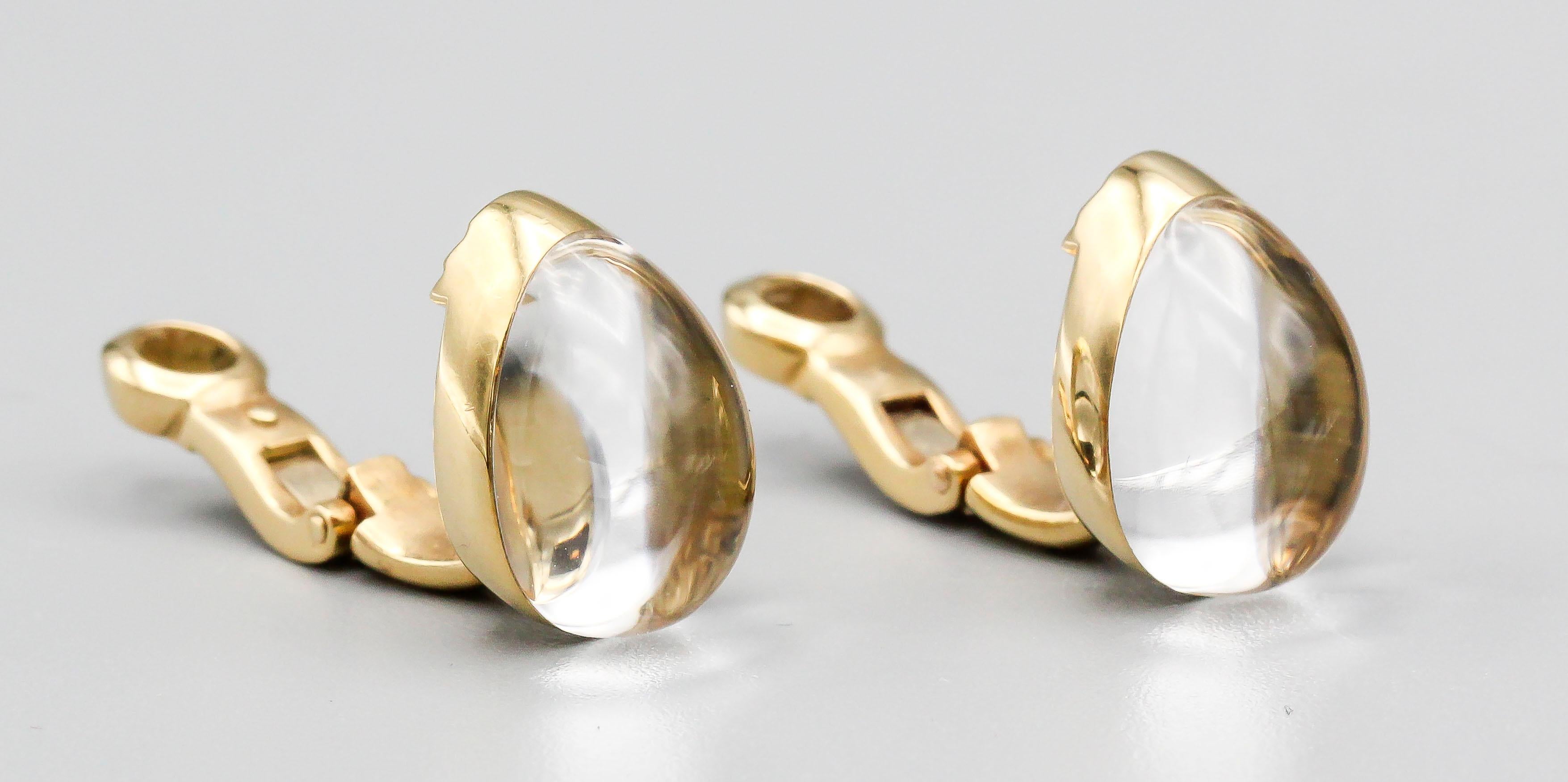 Whimsical diamond, rock crystal and 18K yellow gold earrings from the 