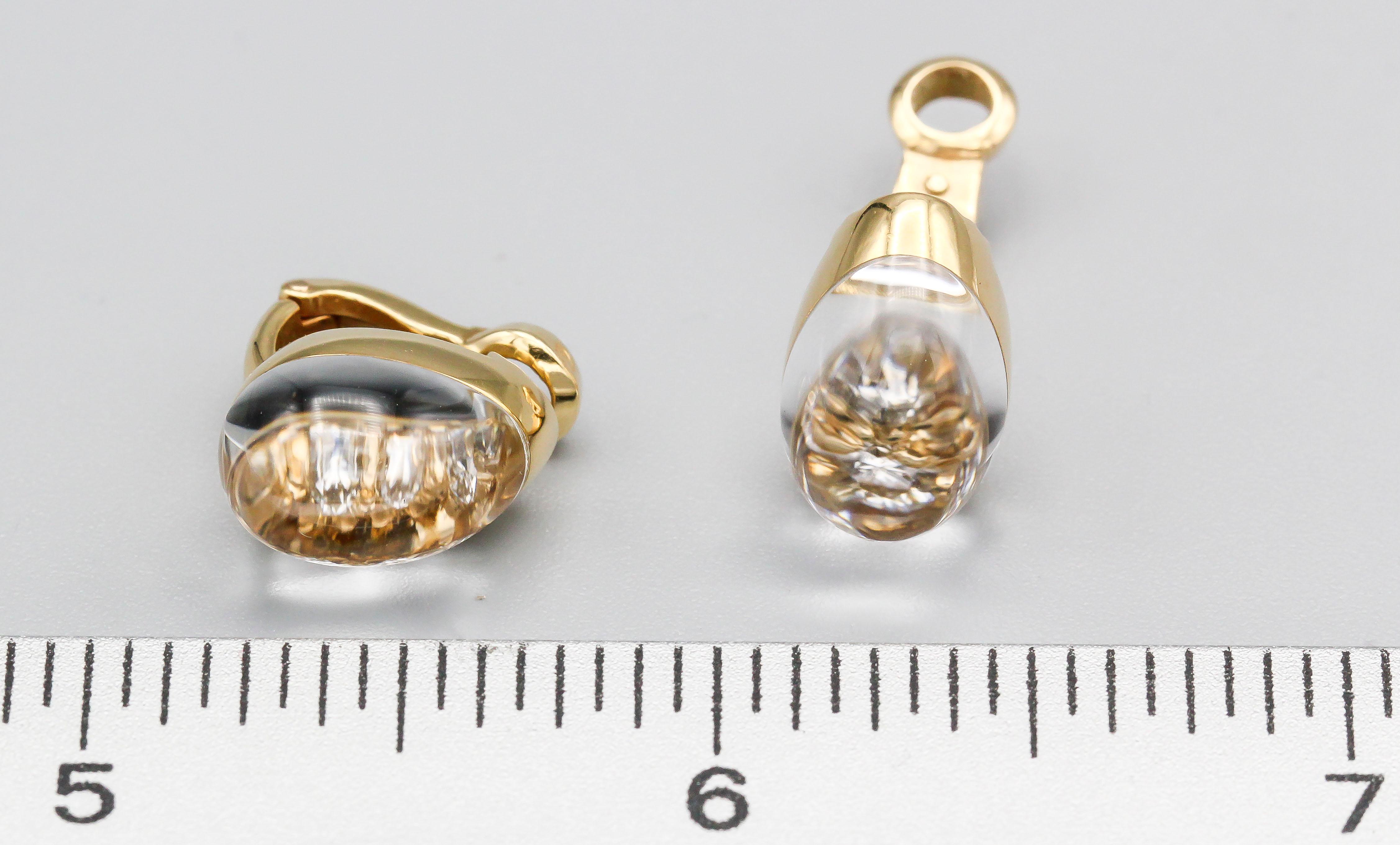 Cartier Myst Rock Crystal Diamond 18 Karat Yellow Gold Dome Earrings 1