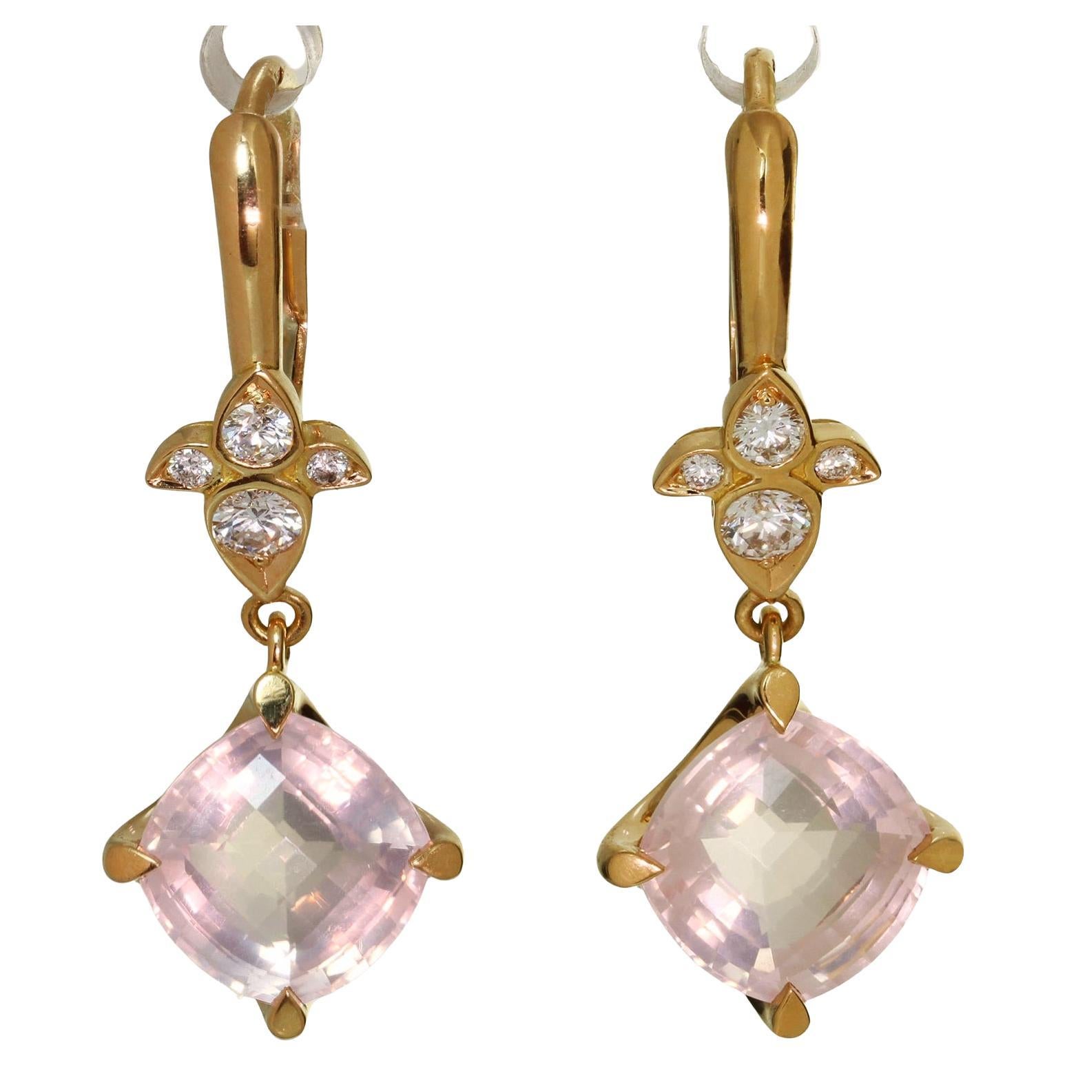 CARTIER Boucles d'oreilles Mysterieuse en or rose, quartz rose et diamants en vente