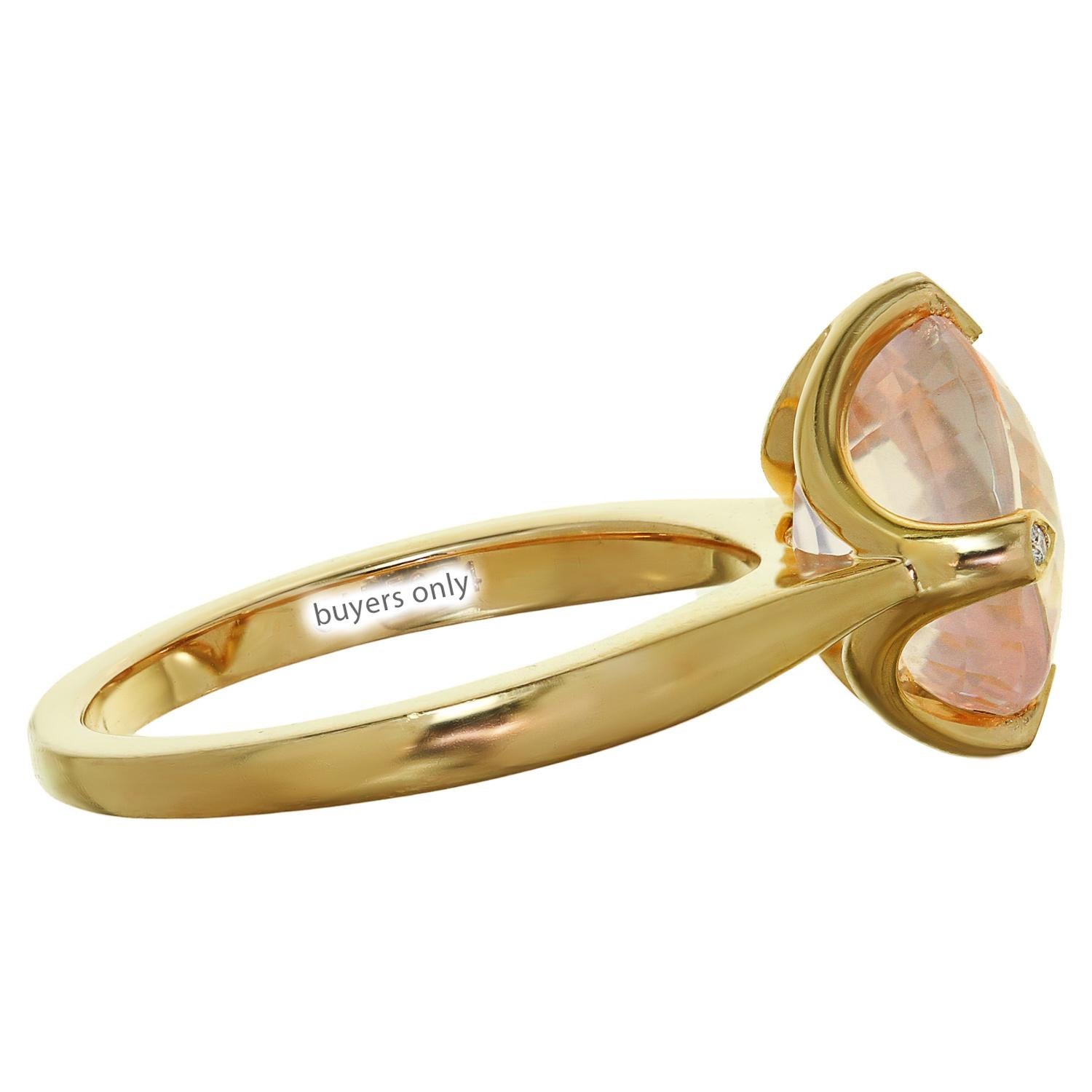 CARTIER Mysterieuse Diamond Rose Quartz Rose Gold Ring In Excellent Condition In New York, NY
