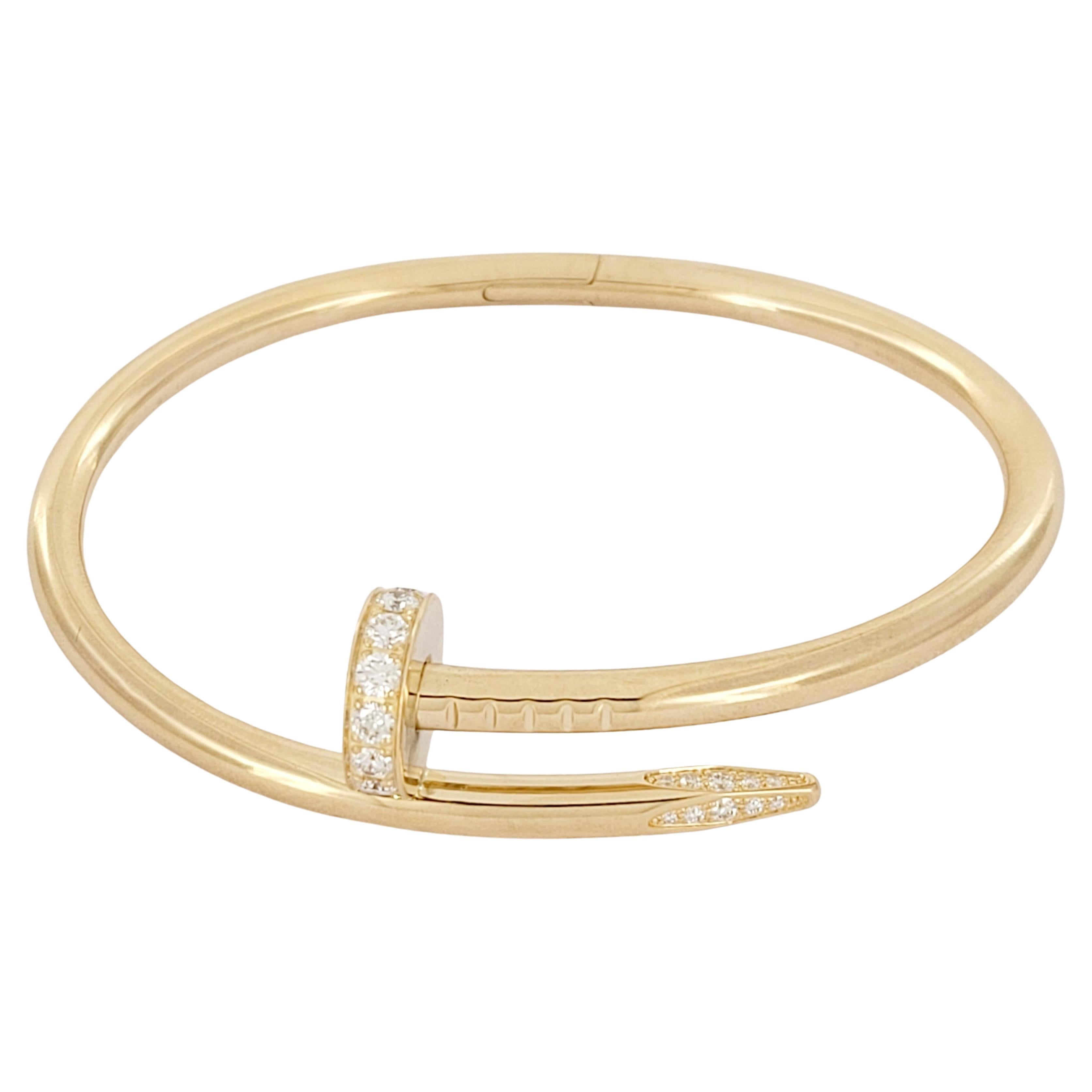 Pulsera Cartier para uñas en oro amarillo de 18 quilates con diamantes Talla 17