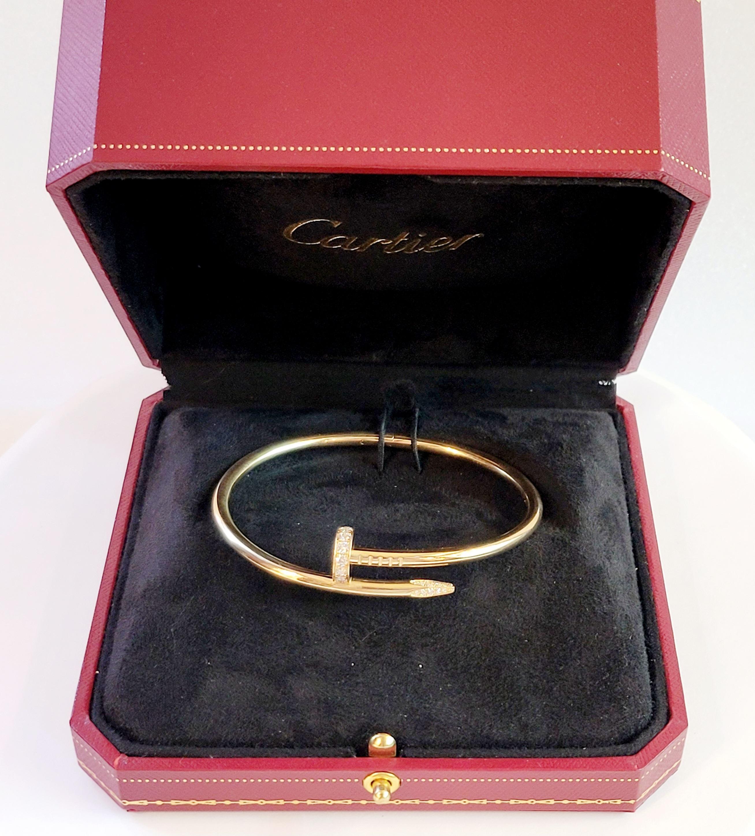 Cartier, bracelet à clous en or jaune 18 carats avec diamants, taille 18 Excellent état - En vente à New York, NY