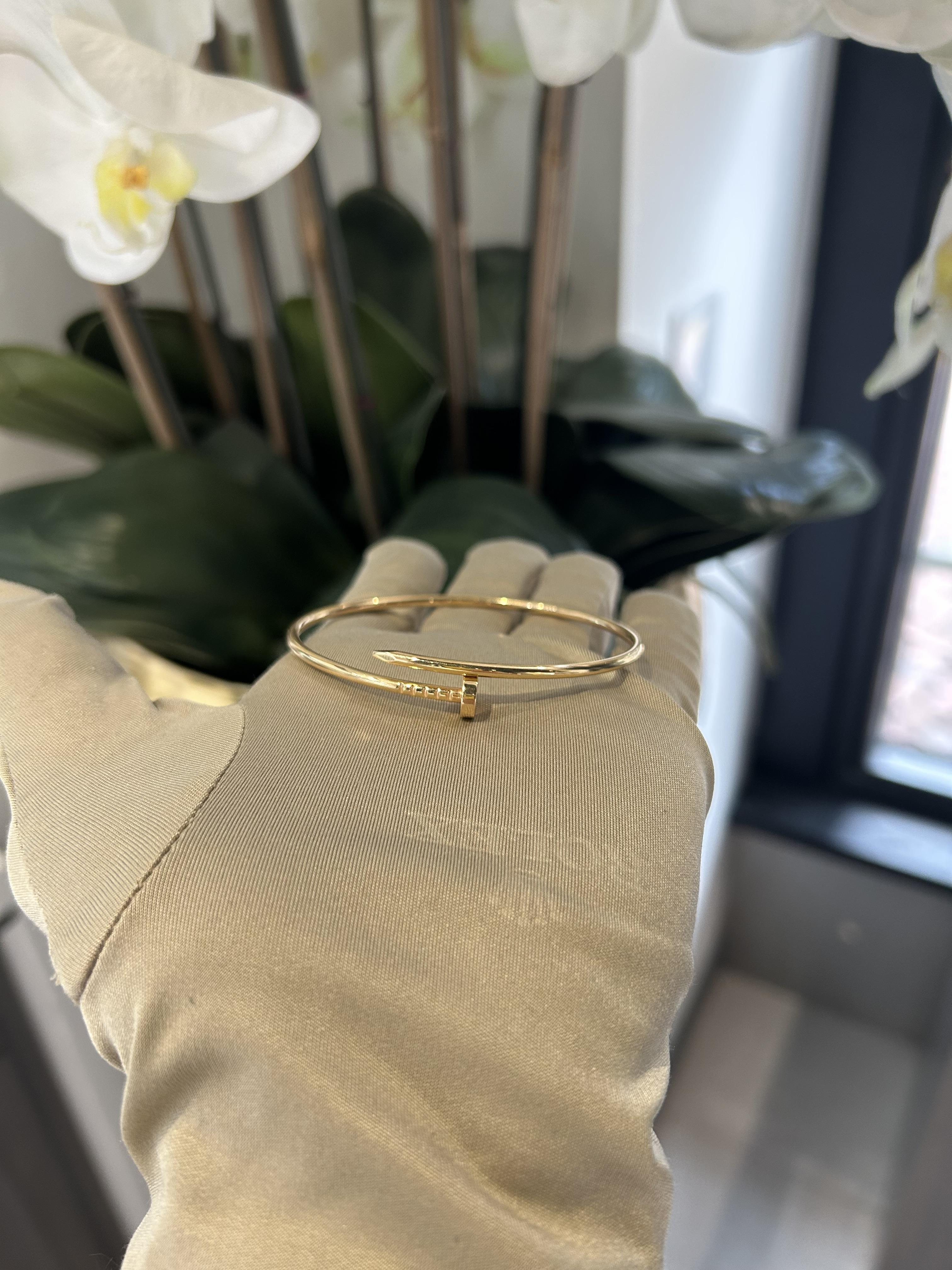 Bracelet à clous de Cartier Petit or rose Taille 19 Boîte et papiers en vente 7
