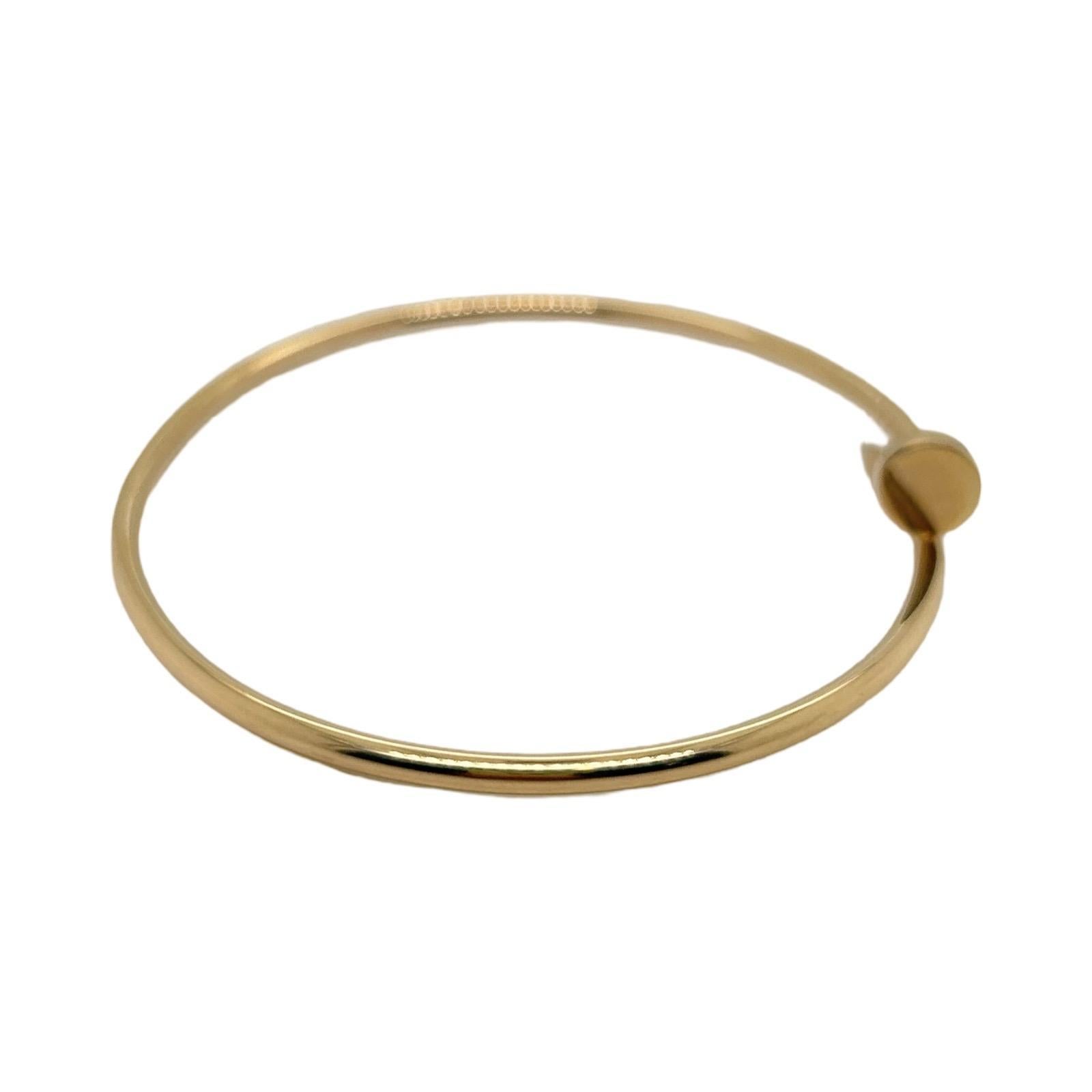 Créateur : Cartier
Collectional : Juste Un Clou
Style : Bracelet
Métal : Or rose
Pureté du métal : 18k
Taille : Petit Modèle Mince
Taille du bracelet : 19
Boîte : Oui
Papiers : Oui

*Il s'agit d'un authentique bracelet Cartier Juste Un Clou. SON DATÉ