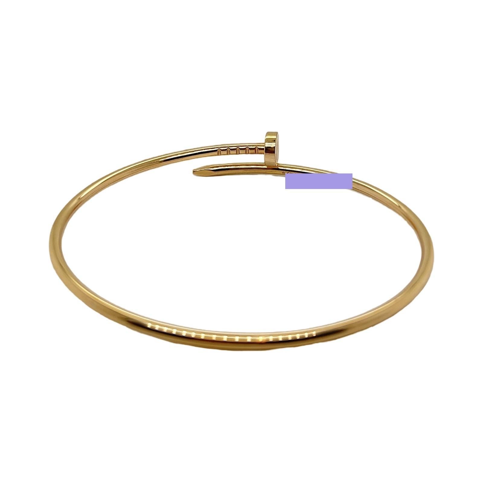 Bracelet à clous de Cartier Petit or rose Taille 19 Boîte et papiers Excellent état - En vente à Miami, FL