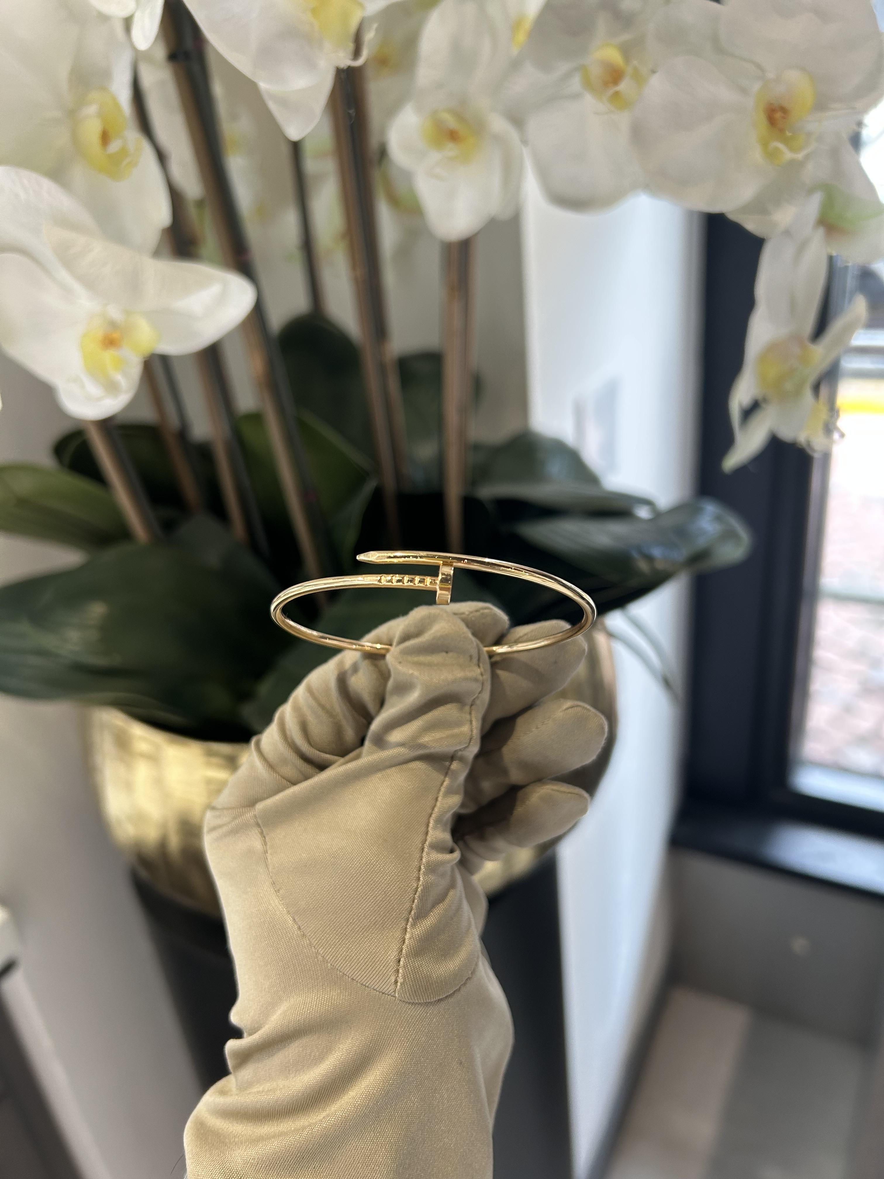 Bracelet à clous de Cartier Petit or rose Taille 19 Boîte et papiers en vente 3