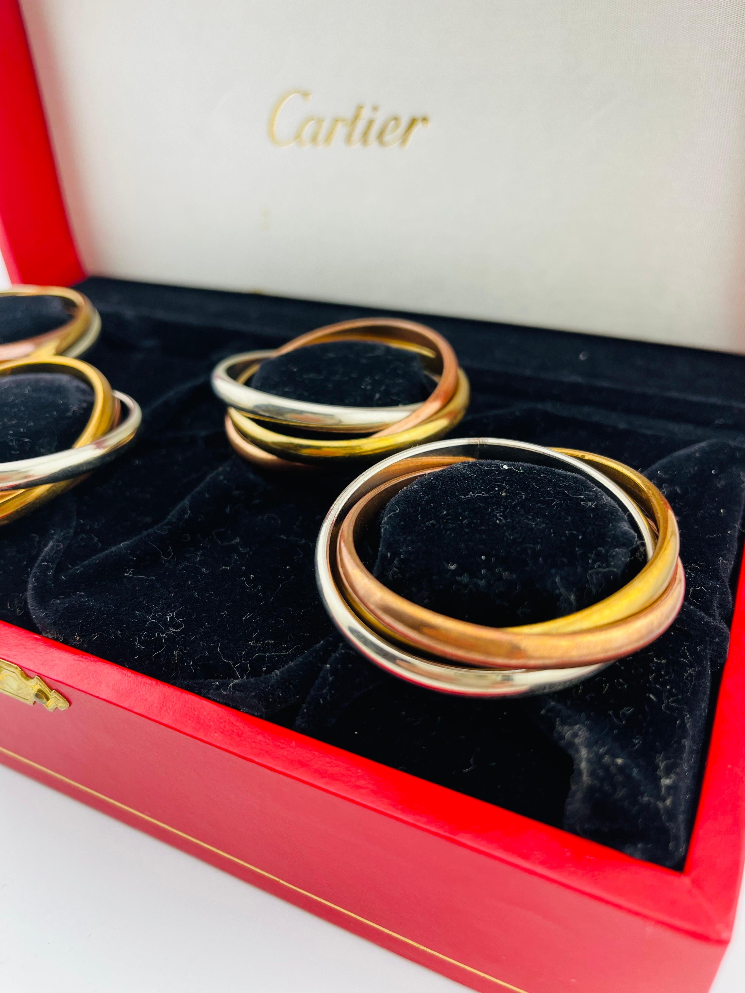 Doré Ronds de serviette CARTIER avec boîte 4 pièces, 