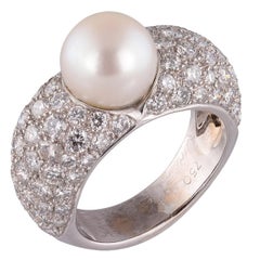Cartier Natural Pearl and Diamond 18 Karat Gold Juliette Ring