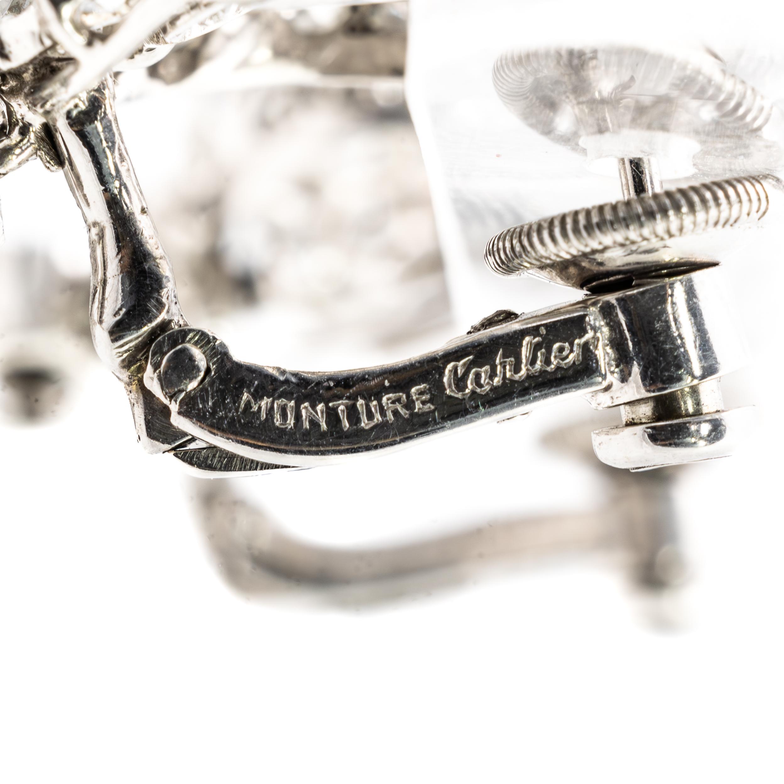 Brilliant Cut Cartier Natural Saltwater Pearl and Diamond Earrings For Sale