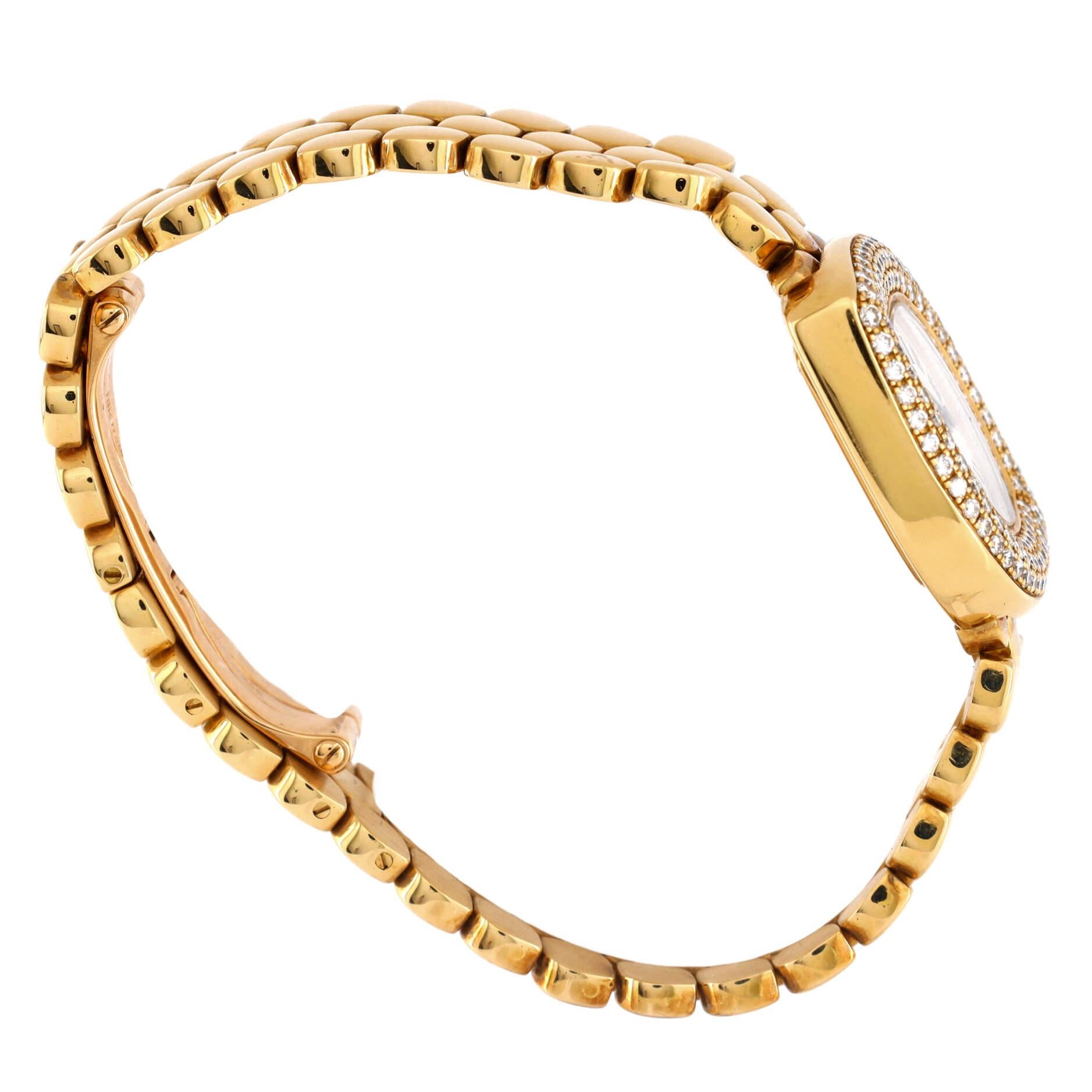 Cartier Navette Quarz-Uhr Gelbgold mit Diamant-Lünette 24 im Zustand „Gut“ in New York, NY