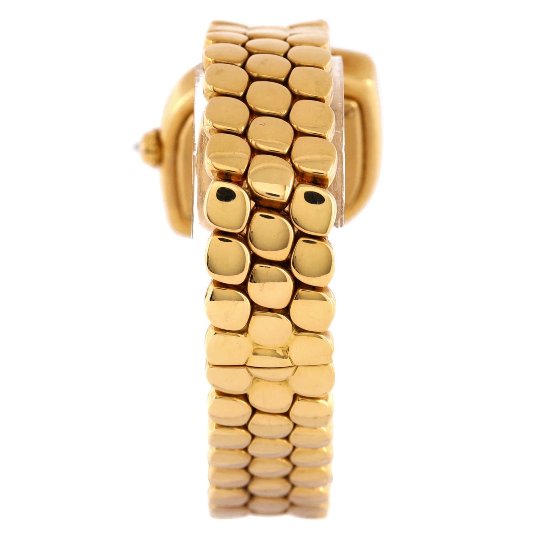 Cartier Navette Quarz-Uhr Gelbgold mit Diamant-Lünette 24 für Damen oder Herren