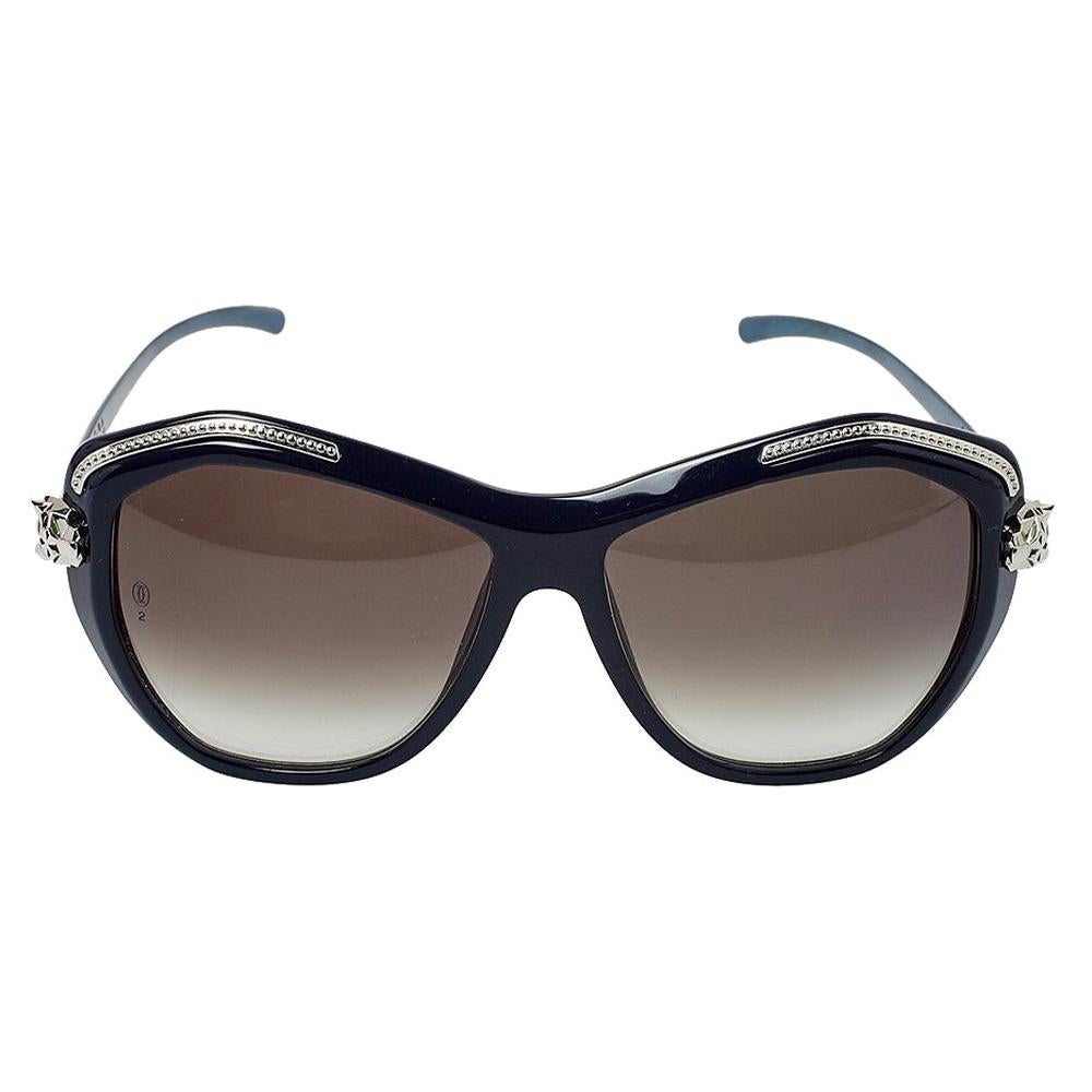 Cartier Navy Blue/ Dark Grey Gradient Panthere Wild De Cartier Sunglasses