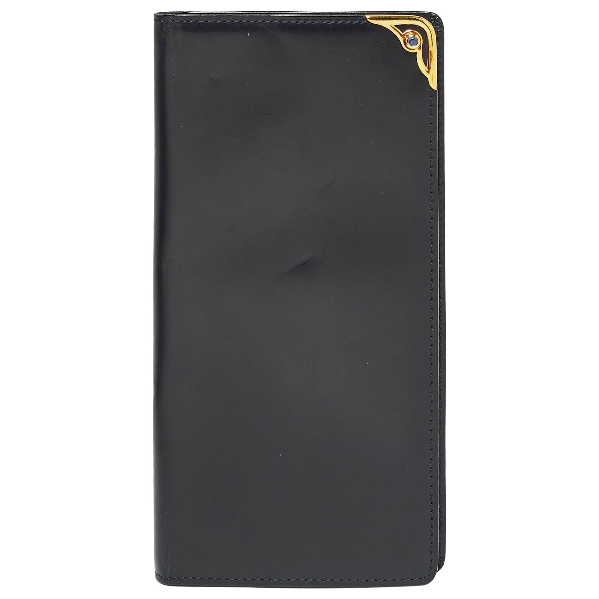 Cartier Navy Blue Leather Must de Cartier Bifold Long Wallet