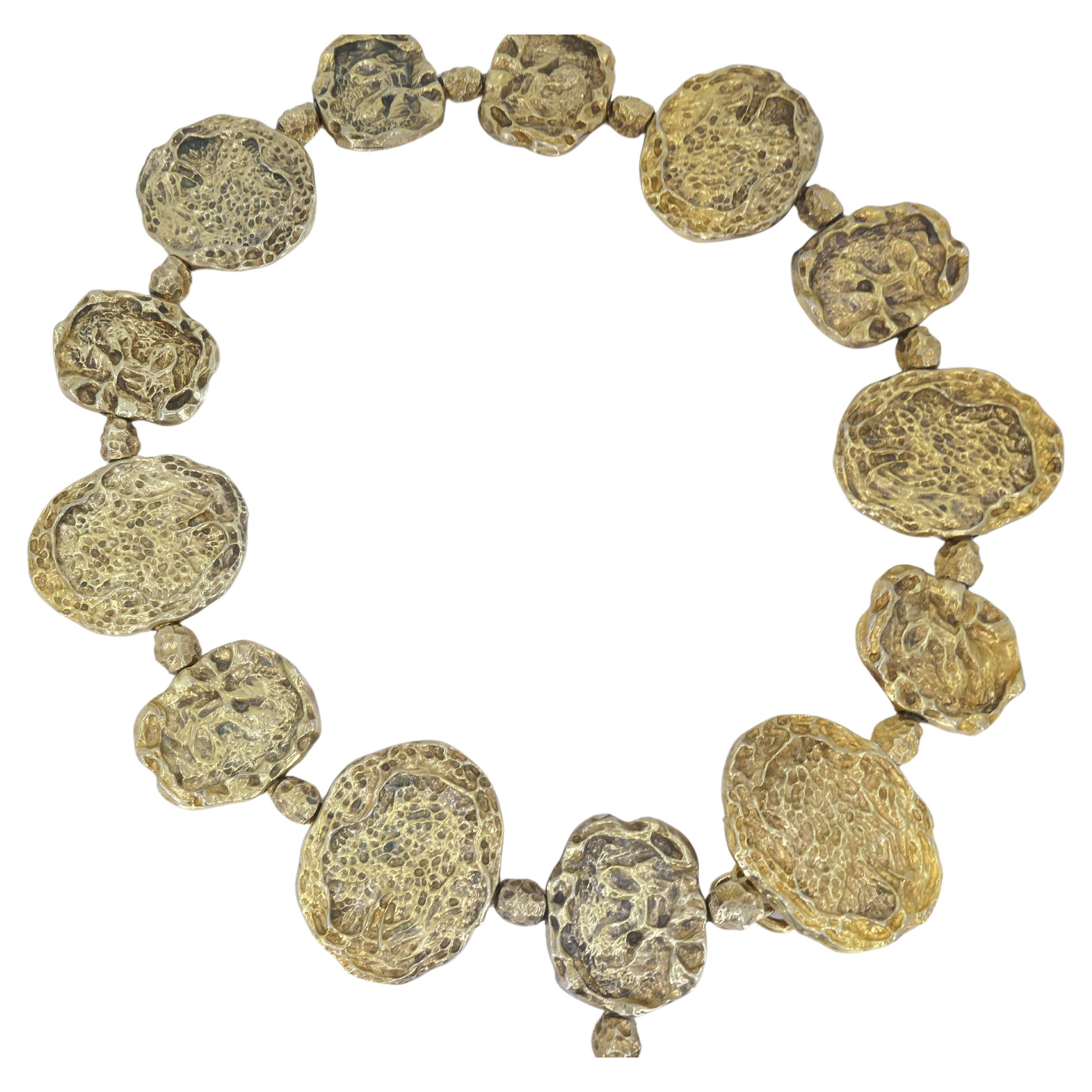 Women's or Men's Cartier Necklace Gilded Sterling Silver Nugget