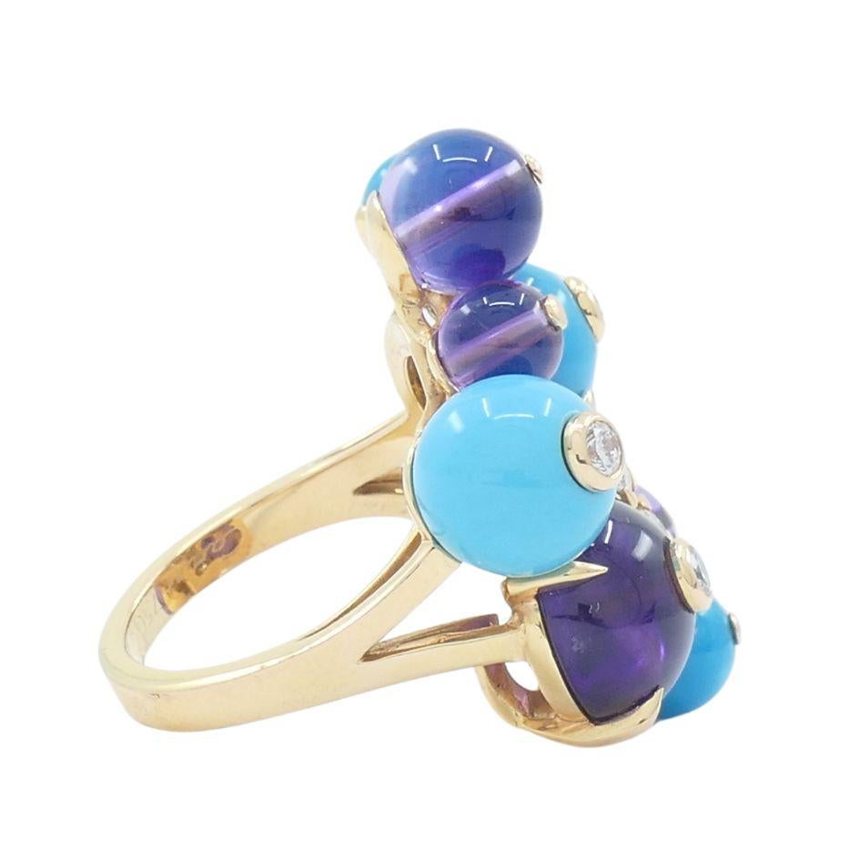 Cartier Necklace & Ring Set 18k Gold Amethyst Turquoise Diamond Box & Cert. For Sale 8