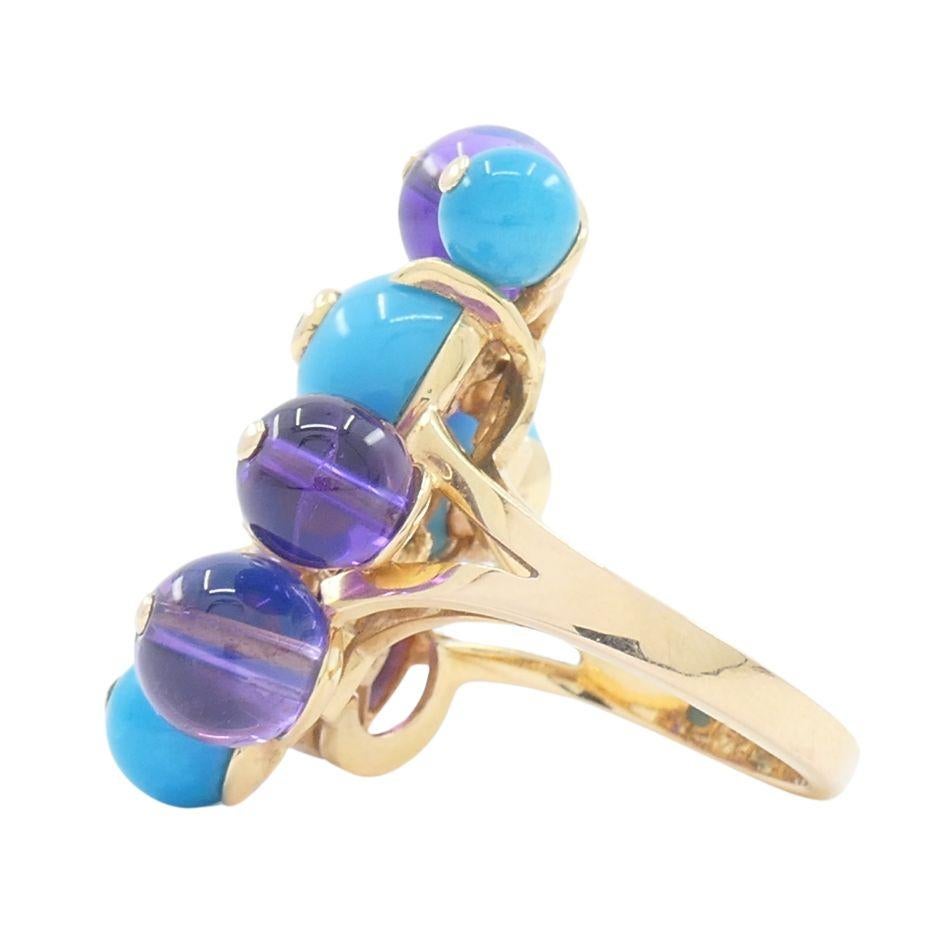 Cartier Necklace & Ring Set 18k Gold Amethyst Turquoise Diamond Box & Cert. For Sale 10