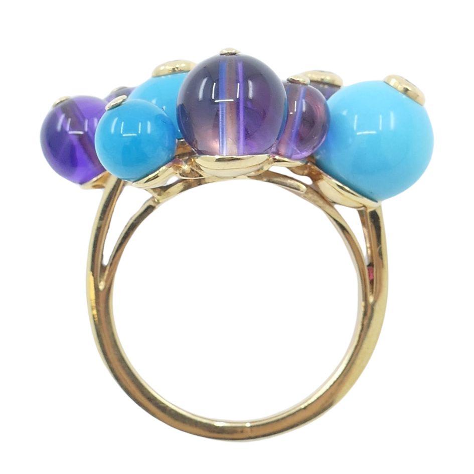 Cartier Necklace & Ring Set 18k Gold Amethyst Turquoise Diamond Box & Cert. For Sale 12