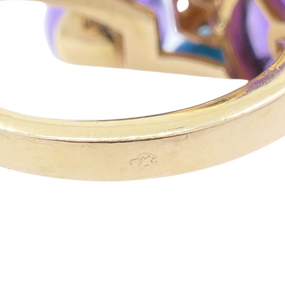 Cartier Necklace & Ring Set 18k Gold Amethyst Turquoise Diamond Box & Cert. For Sale 13