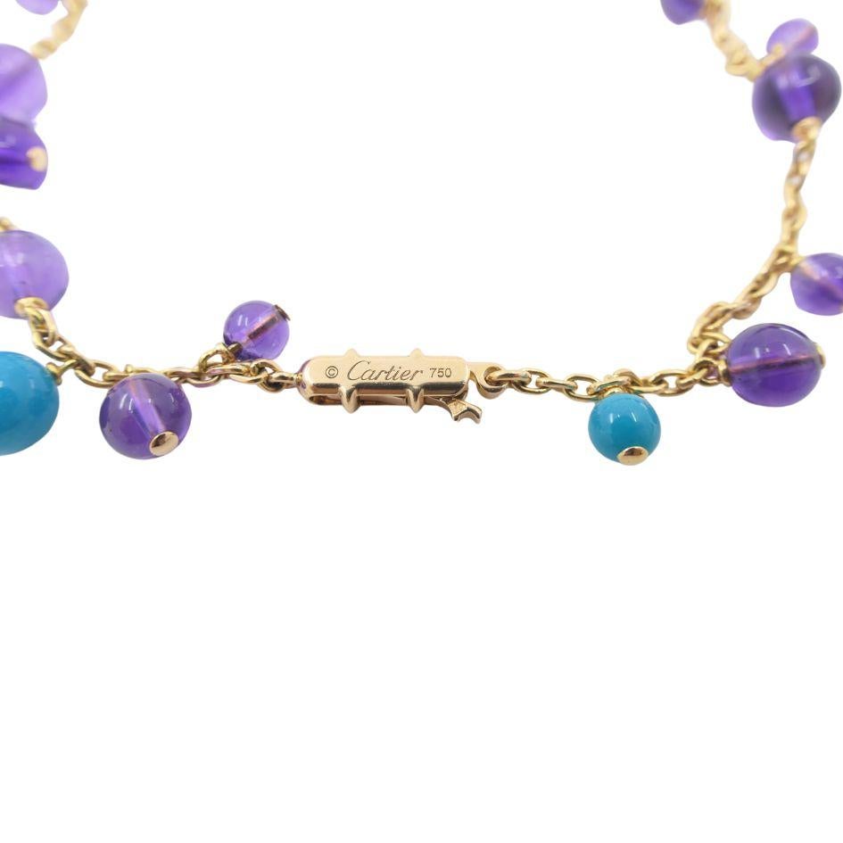 Cartier Necklace & Ring Set 18k Gold Amethyst Turquoise Diamond Box & Cert. For Sale 4