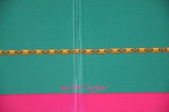 Cartier Neon Fuchsia Border with Aqua Green Chain-Link Silk Crepe Di Chine Scarf