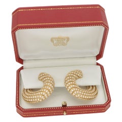Cartier Neptune Diamond Hoop Clip-On Earrings in 18 Karat Yellow Gold