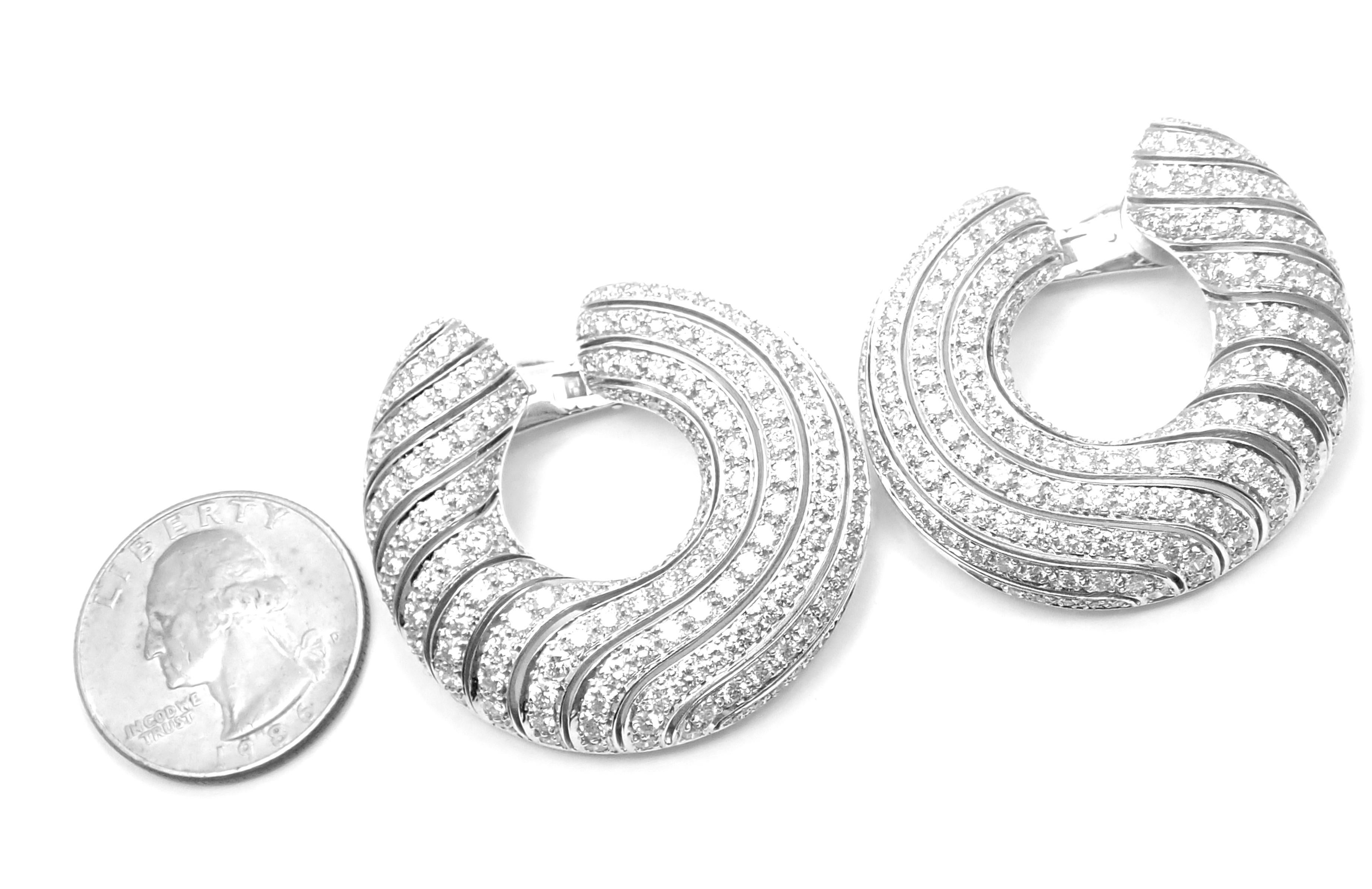 Cartier Neptune Diamond Large White Gold Hoop Earrings 3