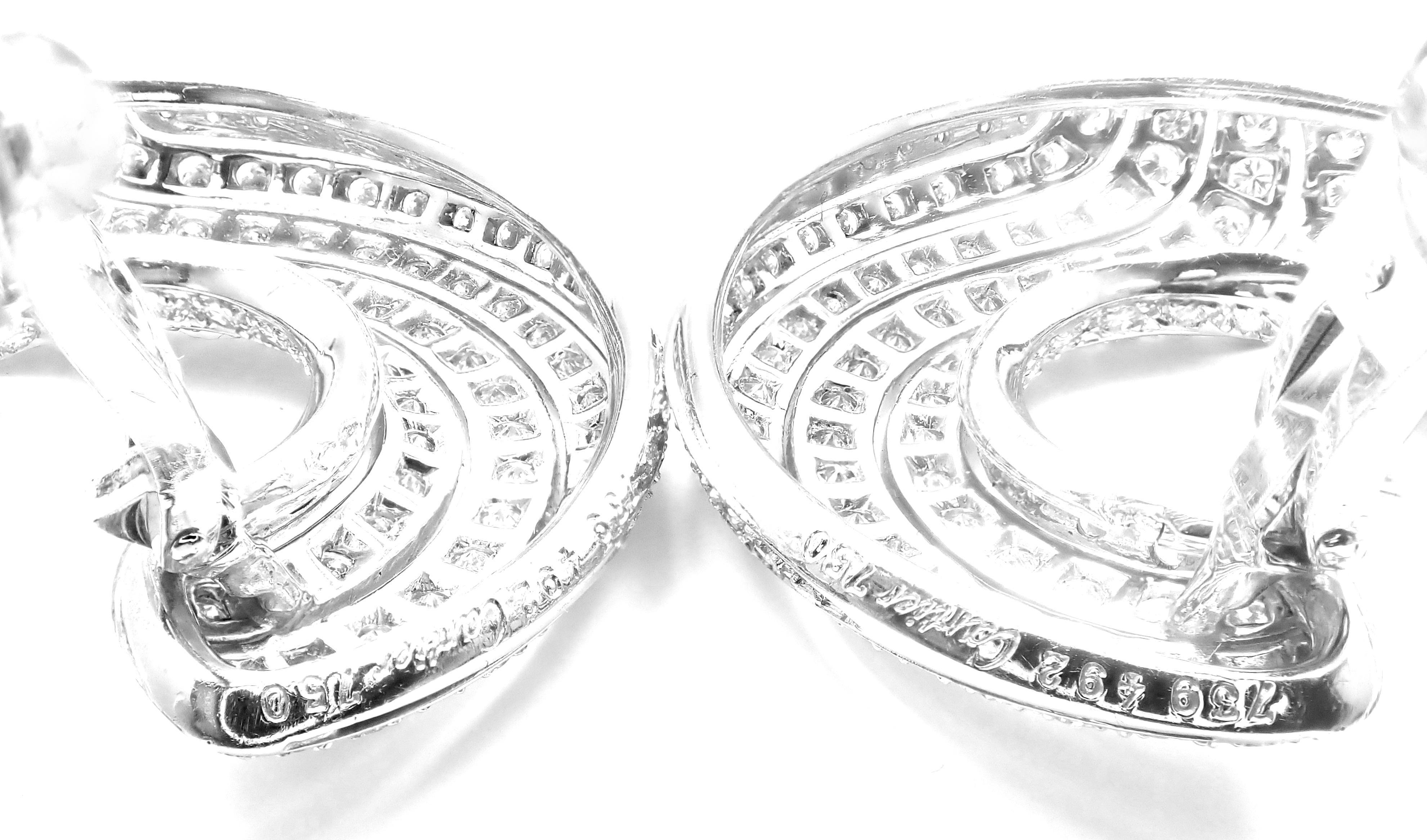 Brilliant Cut Cartier Neptune Diamond Large White Gold Hoop Earrings