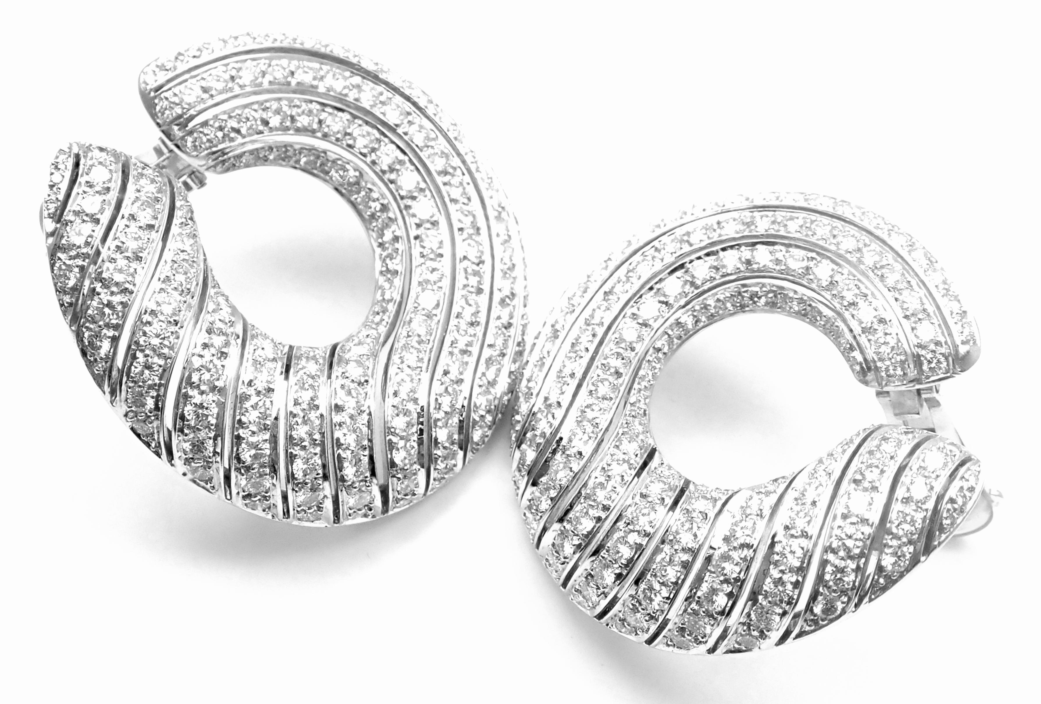 Cartier Neptune Diamond Large White Gold Hoop Earrings 1