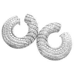 Cartier Neptune Diamond Large White Gold Hoop Earrings