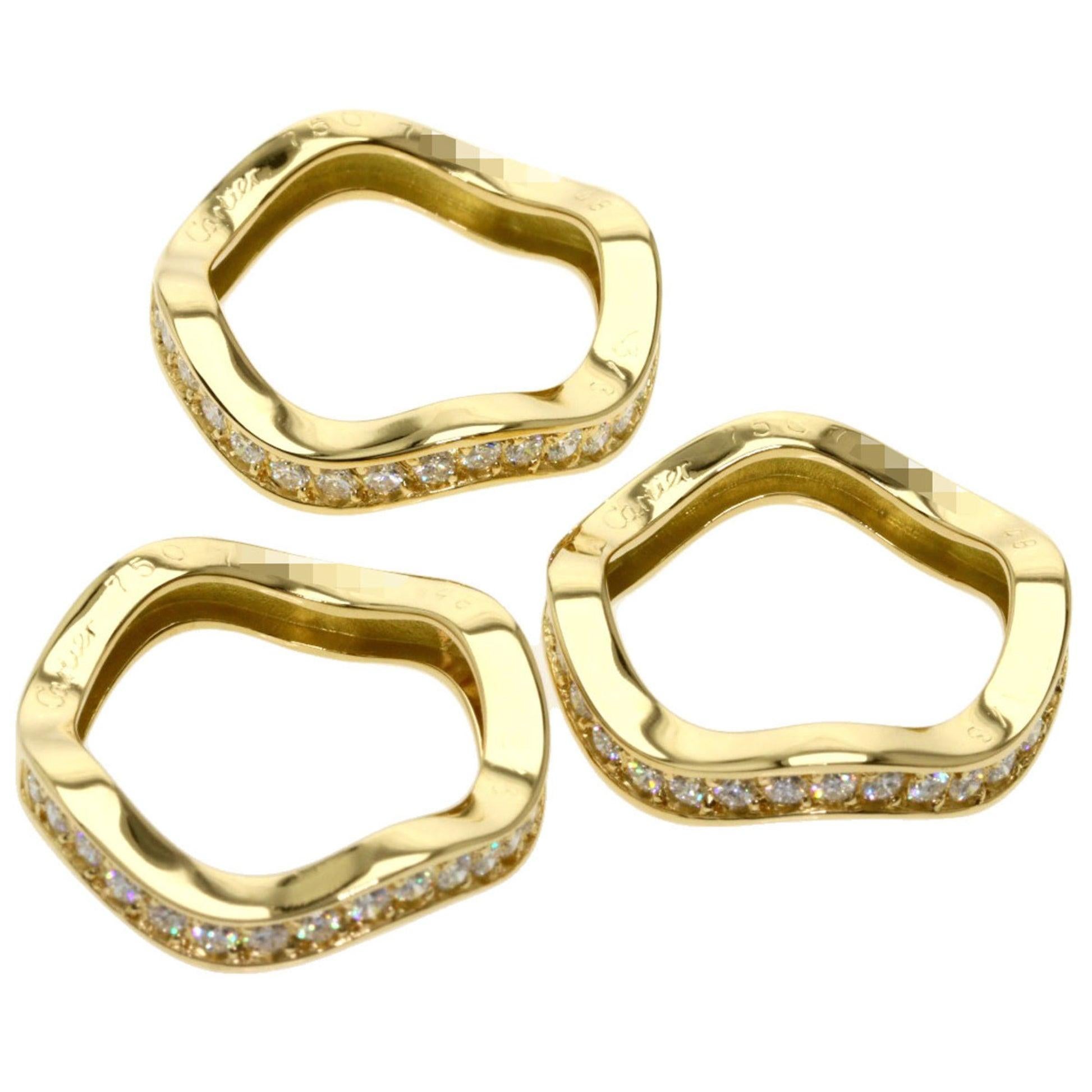 Bagues triples en or jaune 18 carats et diamants Neptune de Cartier en vente 1