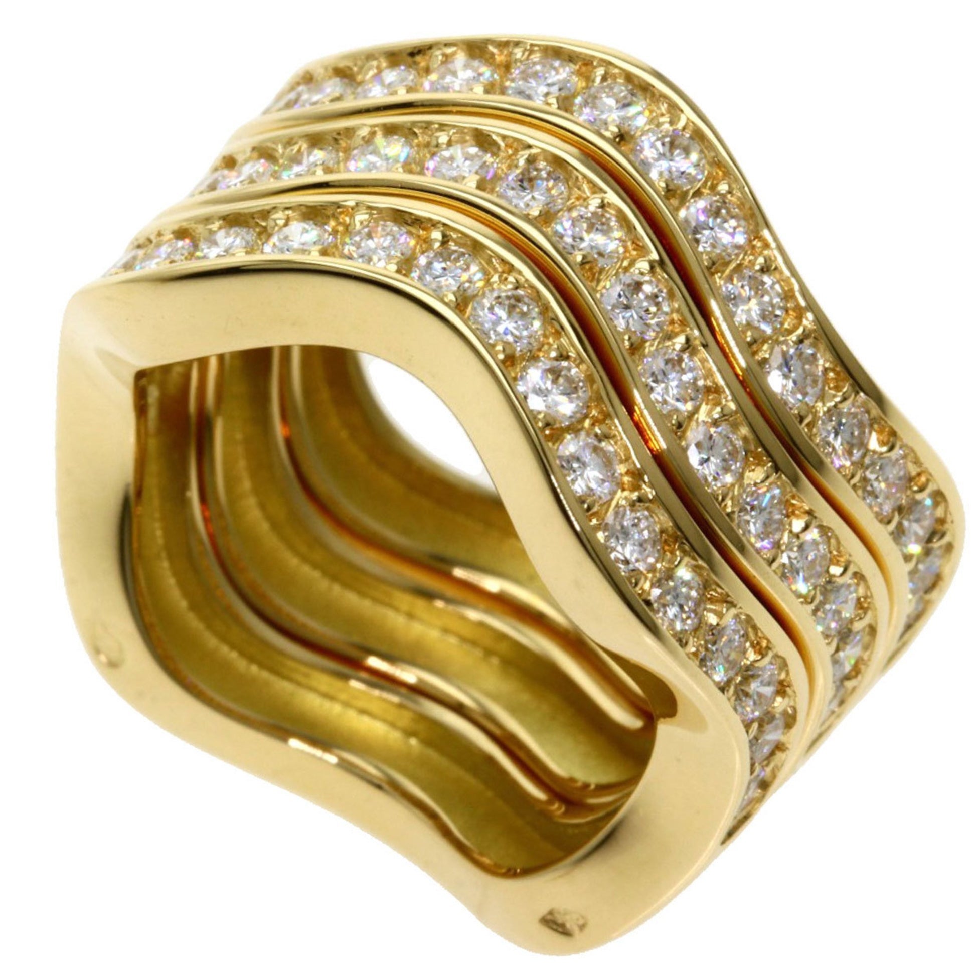 Bagues triples en or jaune 18 carats et diamants Neptune de Cartier en vente