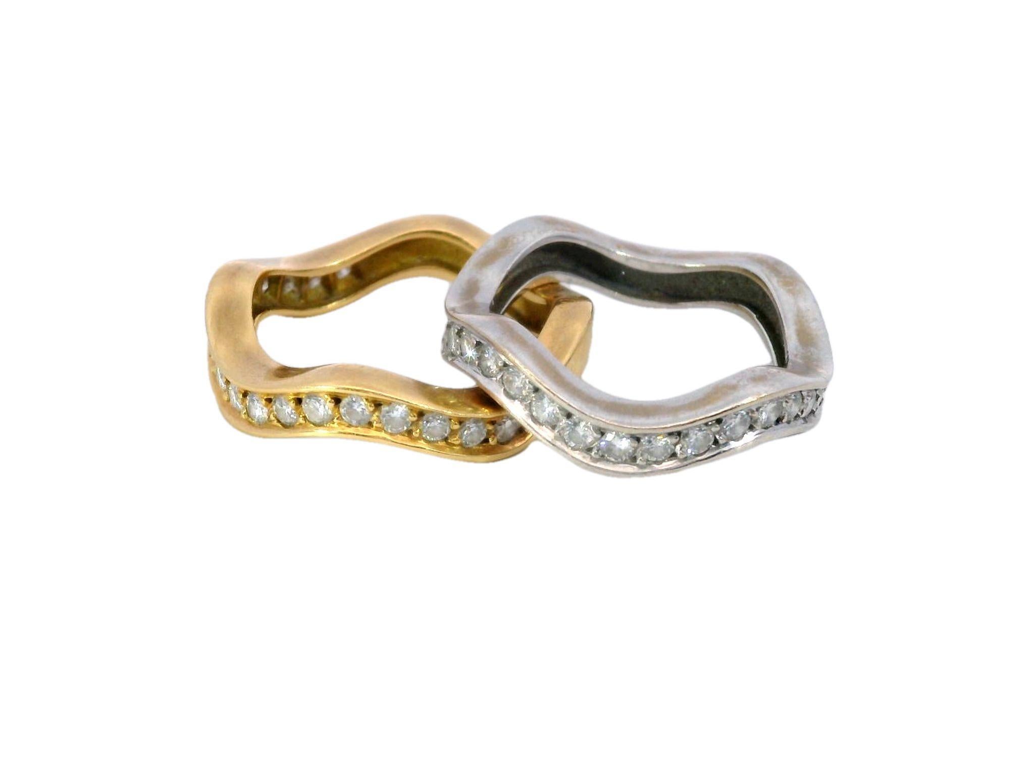 Cartier Neptune Stackable Wave Ring in 18 Karat Yellow and White Gold 2