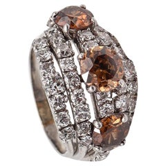 Anello da cocktail Cartier New York 1935 Art Deco in platino con 5,16 carati di diamanti