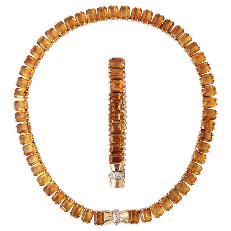 Cartier, New York, a Citrine and Gold Demi-Parure, circa 1940 For Sale at  1stDibs