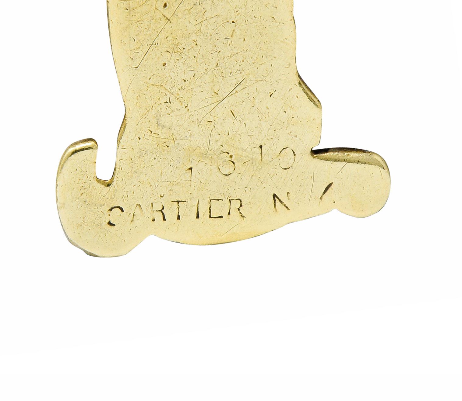 Cartier New York Art Deco Emaille 14 Karat Gold Kaninchen Charme im Zustand „Hervorragend“ in Philadelphia, PA