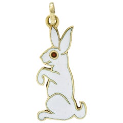 Vintage Cartier New York Art Deco Enamel 14 Karat Gold Rabbit Charm