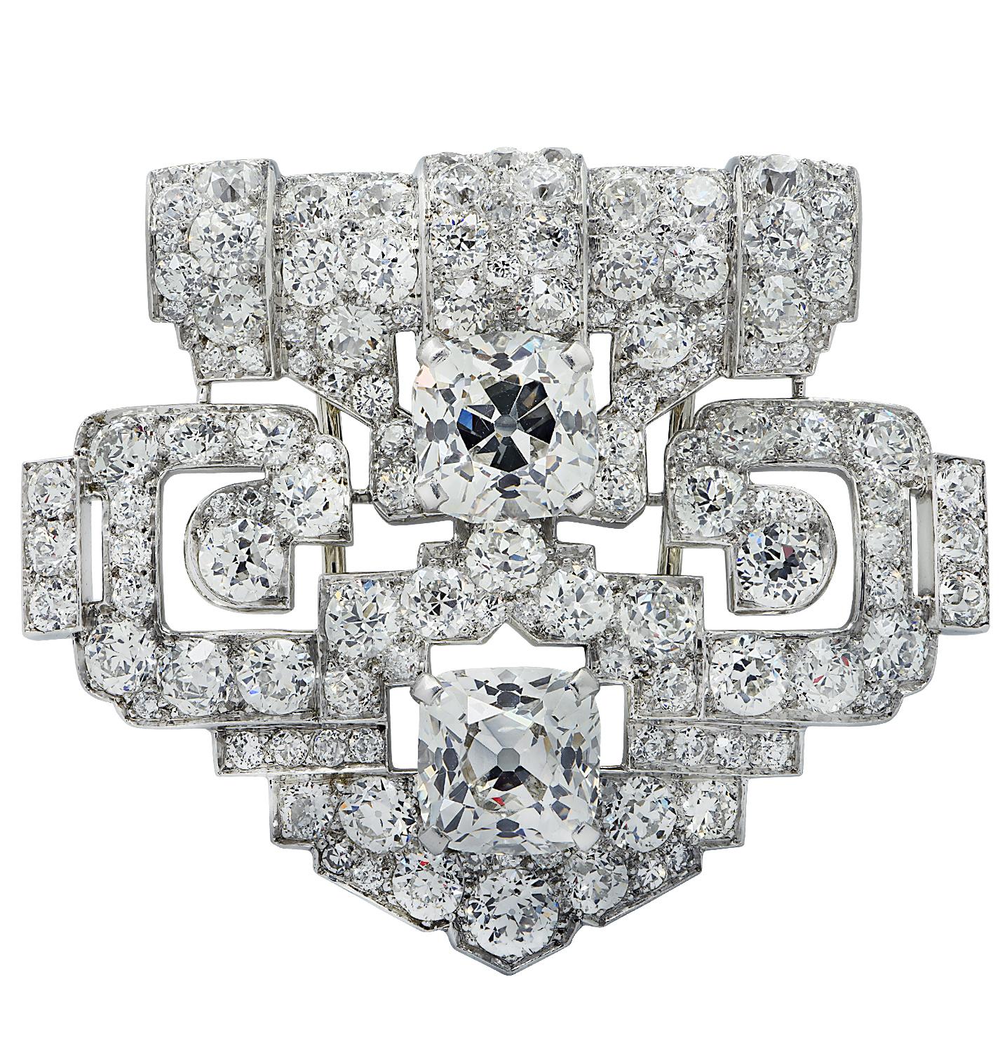 Cartier New York GIA Certified 11.24 Carat Old Mine Cushion Diamond Brooch In Good Condition In Miami, FL