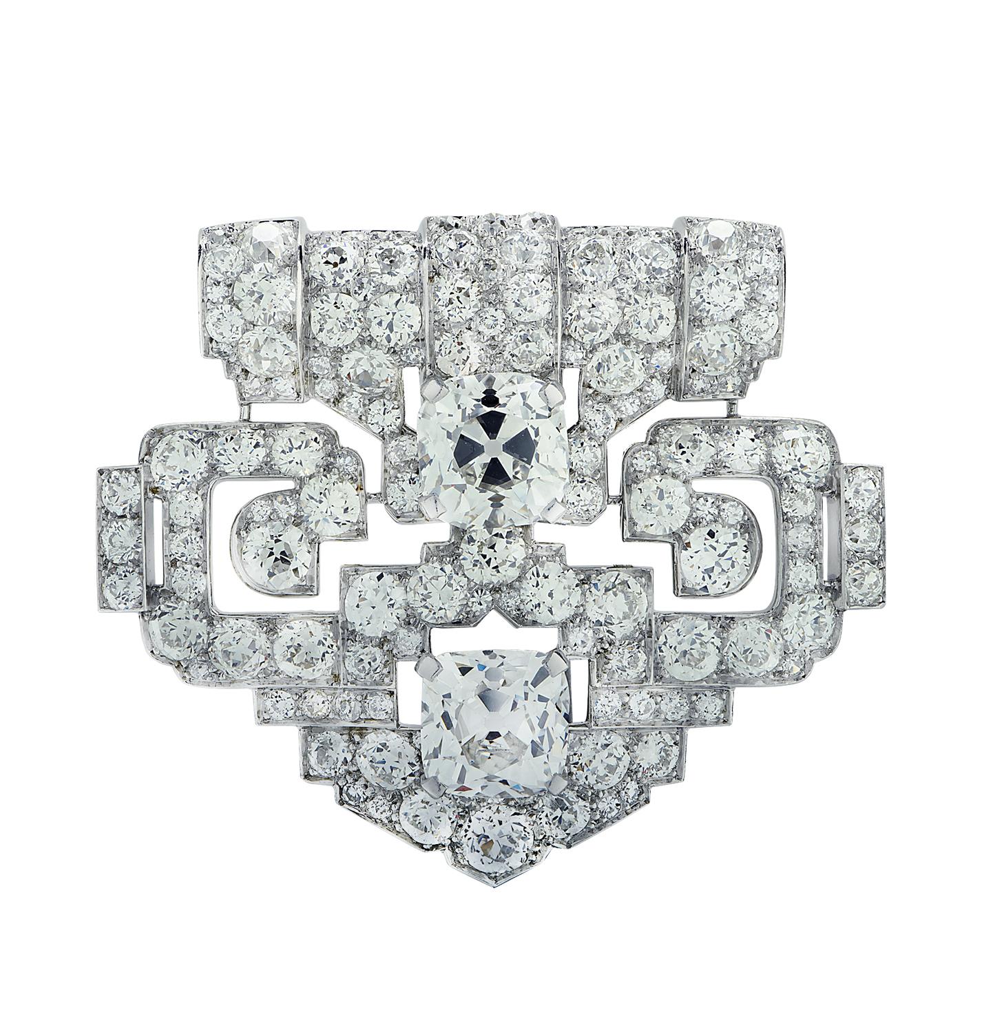 Women's Cartier New York GIA Certified 11.24 Carat Old Mine Cushion Diamond Brooch For Sale