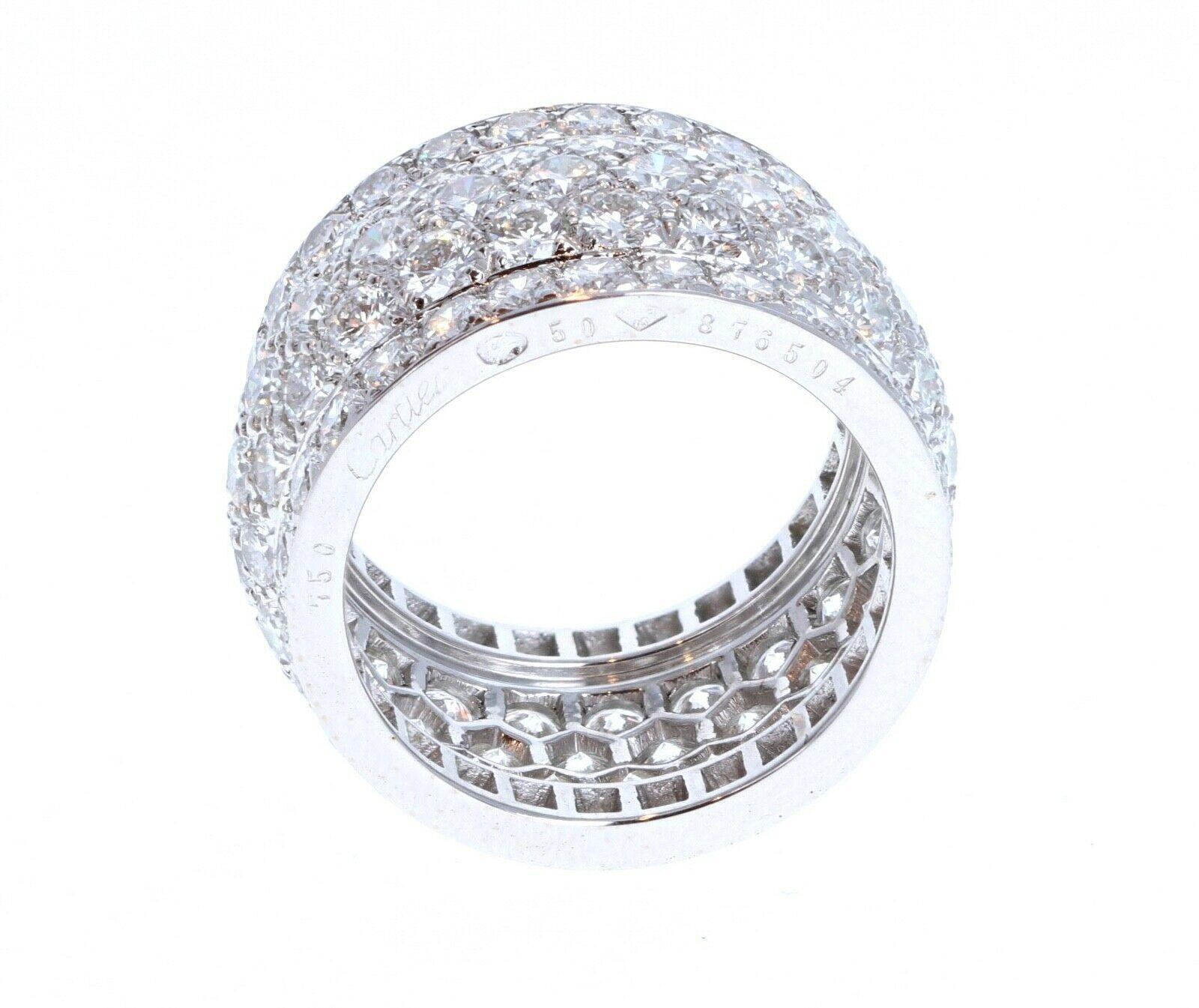 Cartier Nigeria 18 Karat White Gold and Diamond Ring Band 10g with Papers In Good Condition In Beverly Hills, CA